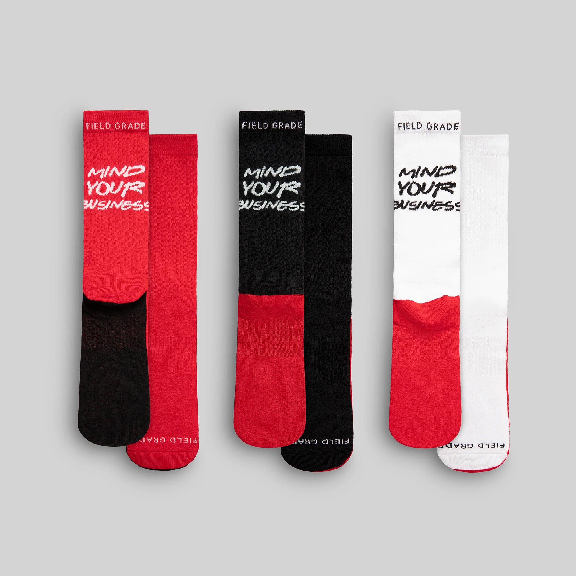 MIND YOUR BUSINESS BRED CUSHIONED CREW SOCK 3 PACK
