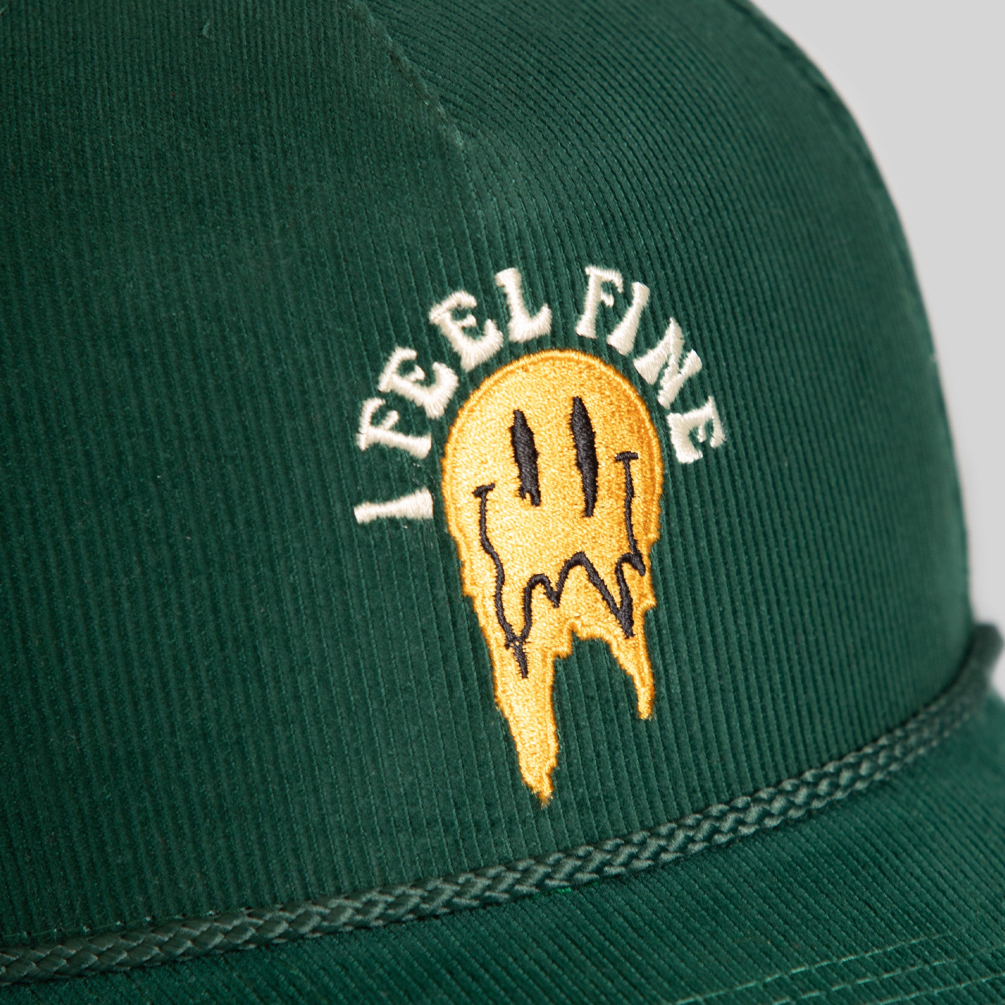 I FEEL FINE FG GREEN CORDUROY TRUCKER HAT