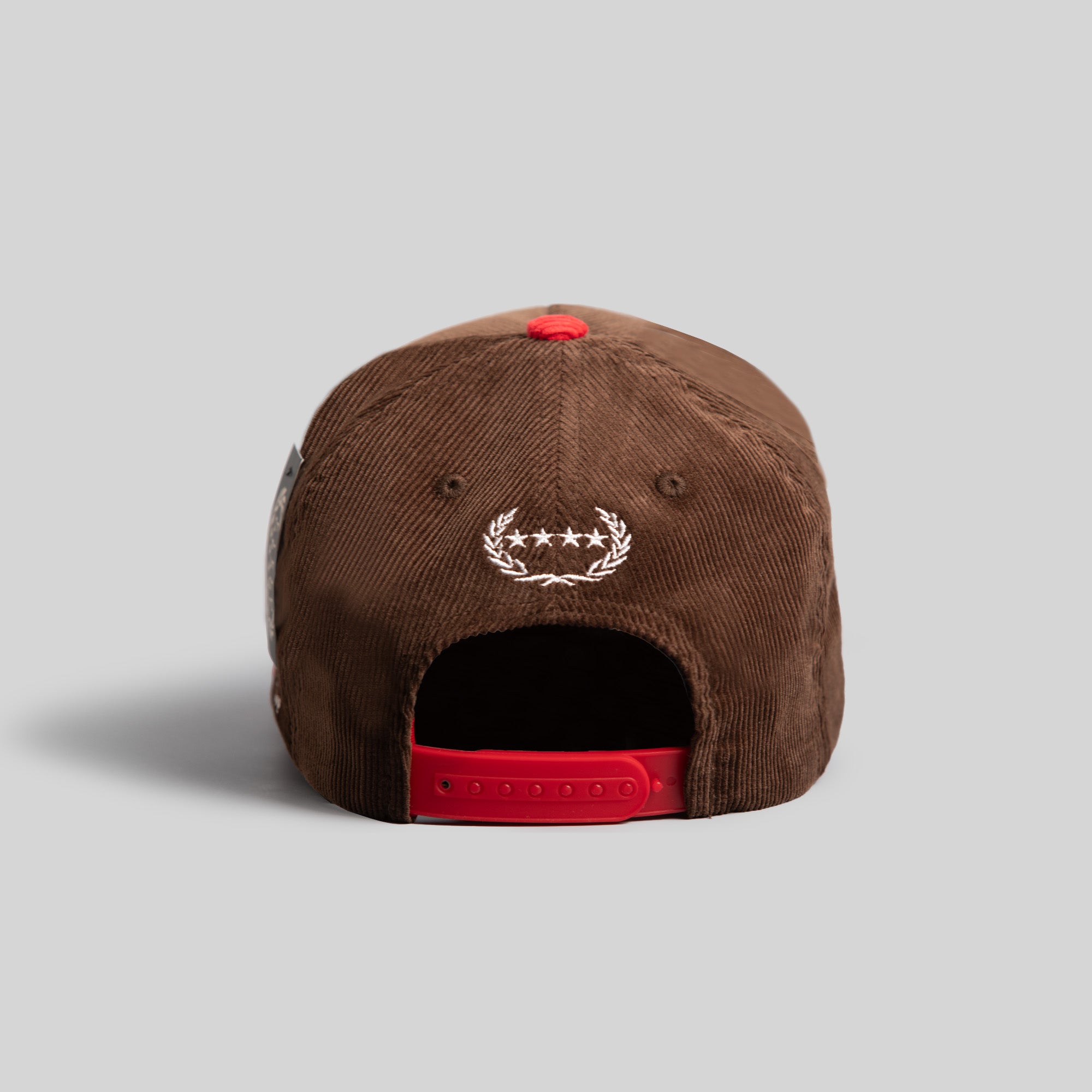 BEWARE OF DOG MOCHA/RED CORDUROY TRUCKER HAT