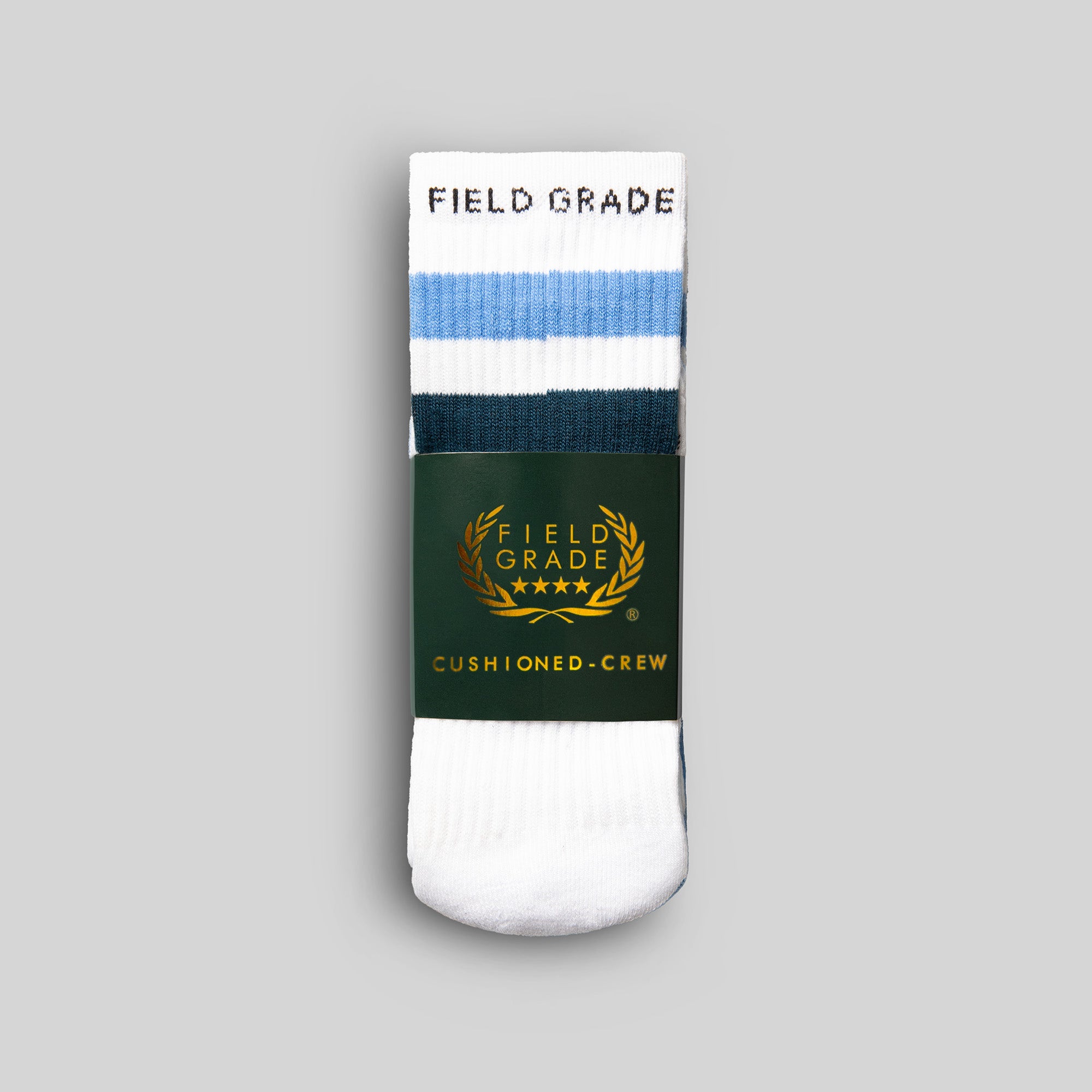 FIELD GRADE STRIPES UNI BLUE/NAVY CUSHIONED CREW SOCK 3 PACK