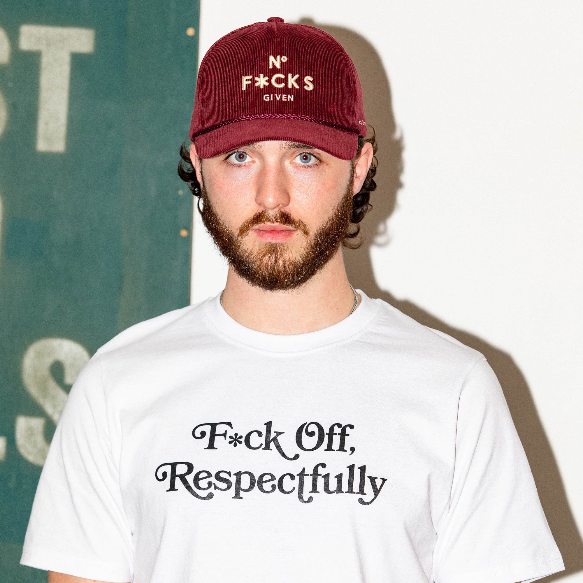 NO F*CKS GIVEN BORDEAUX CORDUROY TRUCKER HAT