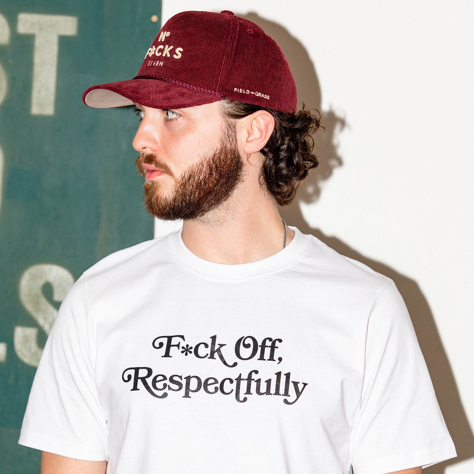 NO F*CKS GIVEN BORDEAUX CORDUROY TRUCKER HAT