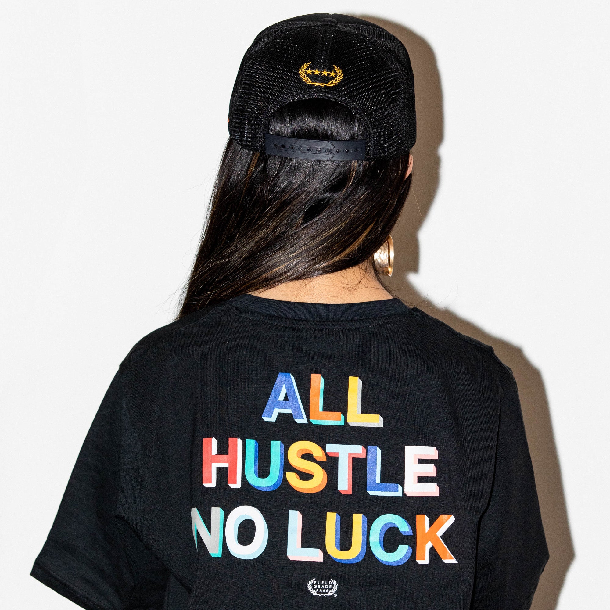 ALL HUSTLE NO LUCK - BLACK TEE