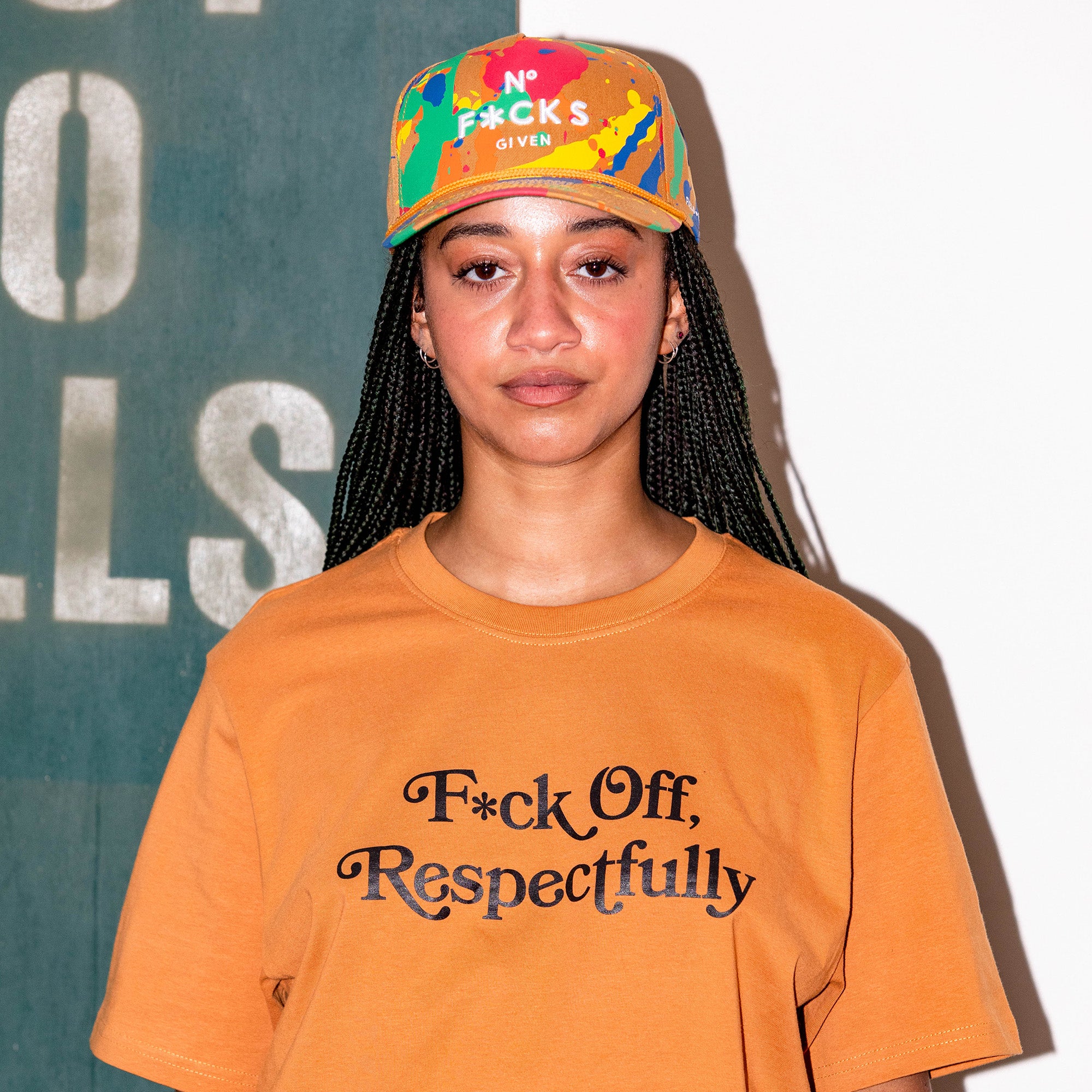 NO F*CKS GIVEN PRIMARY SPLATTER TRUCKER HAT