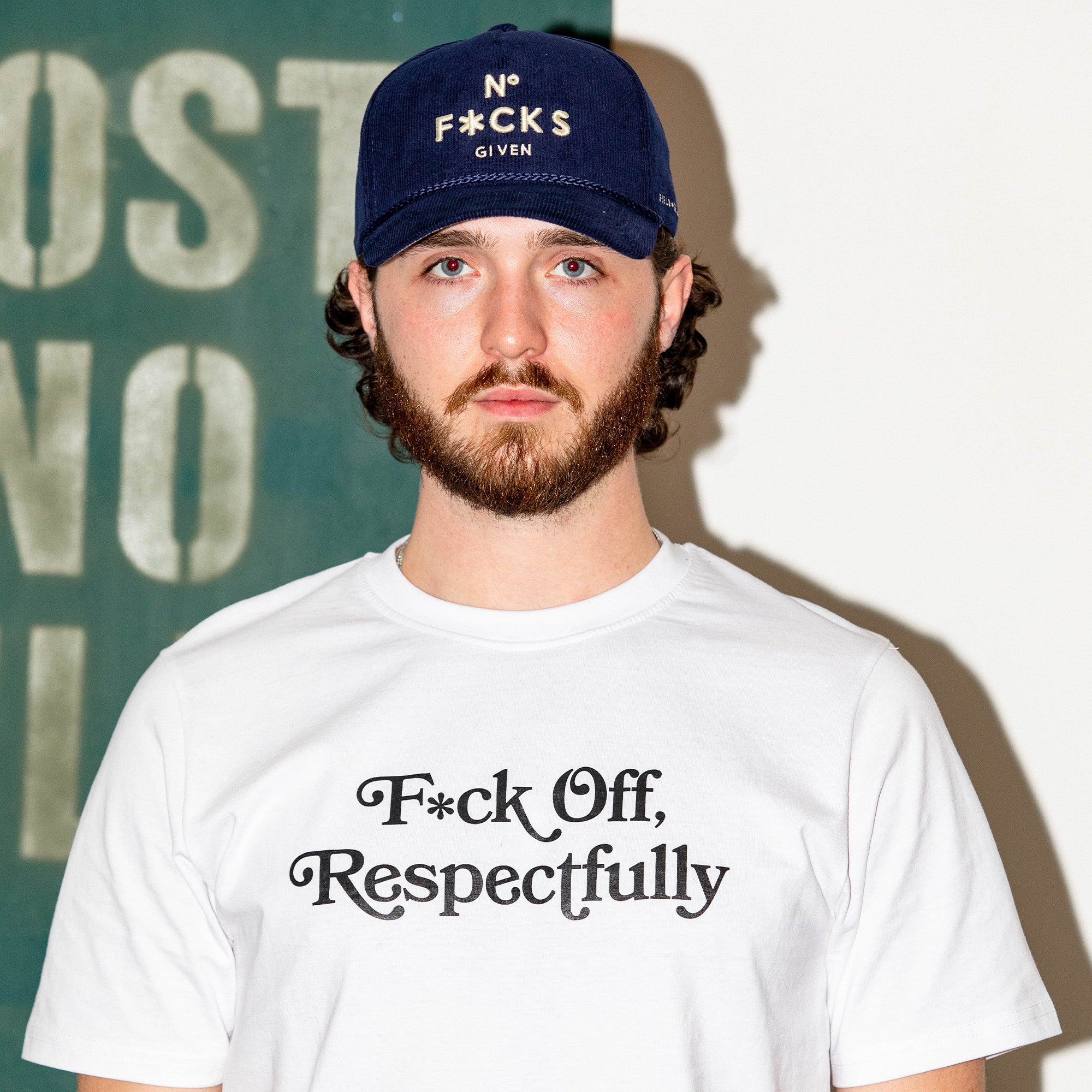 NO F*CKS GIVEN NAVY CORDUROY TRUCKER HAT