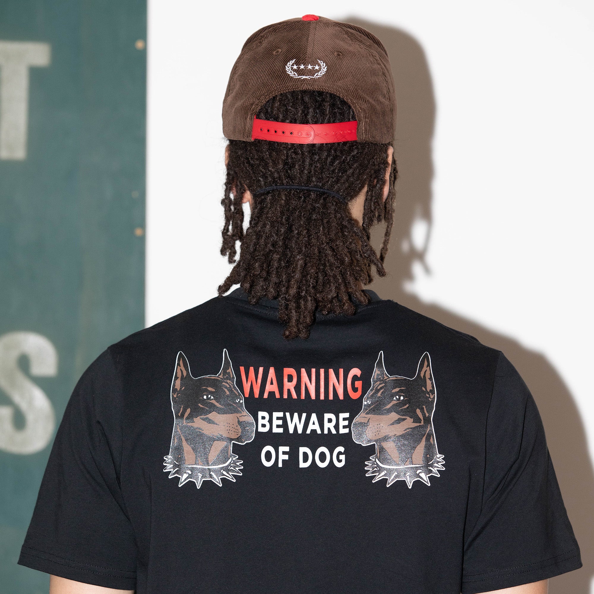BEWARE OF DOG MOCHA/RED CORDUROY TRUCKER HAT