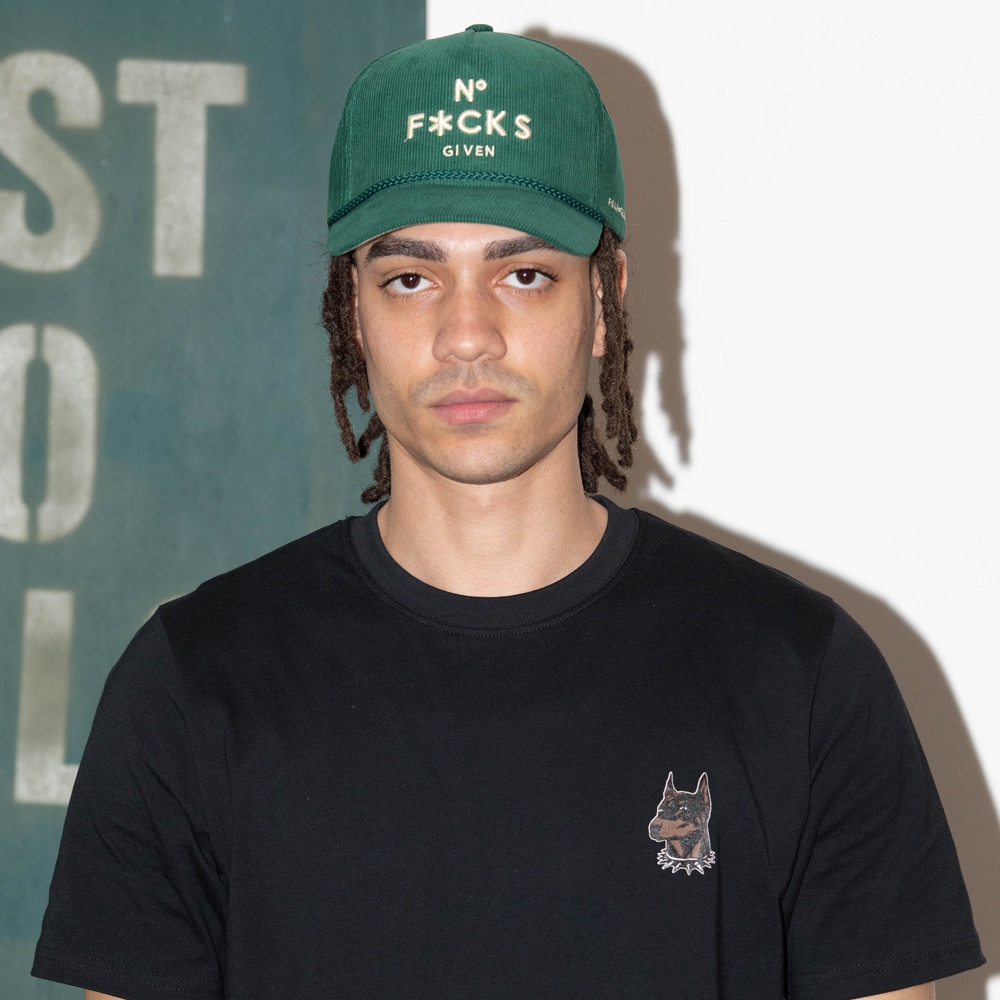 NO F*CKS GIVEN FG GREEN CORDUROY TRUCKER HAT