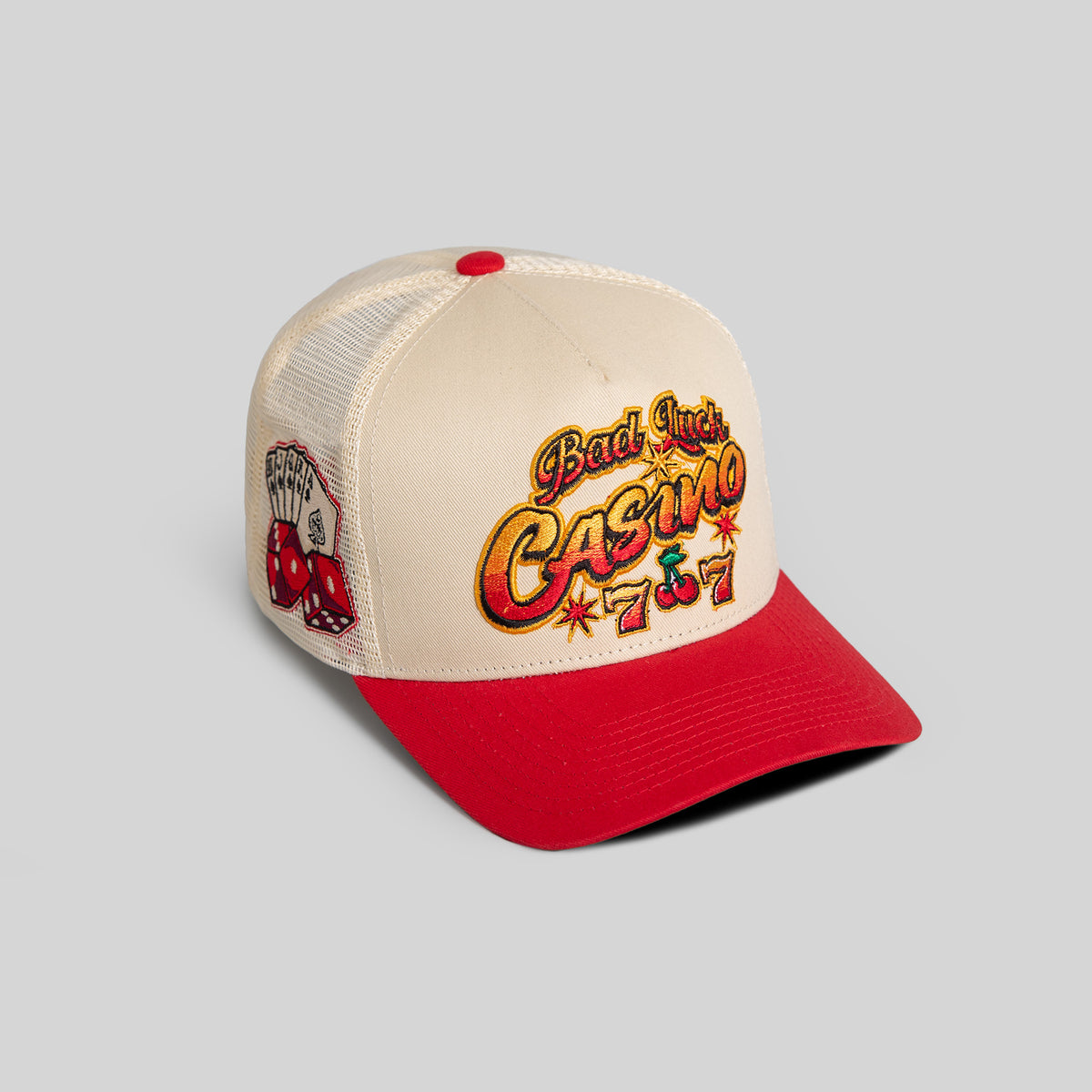 BAD LUCK CASINO SAND RED TWILL MESH TRUCKER