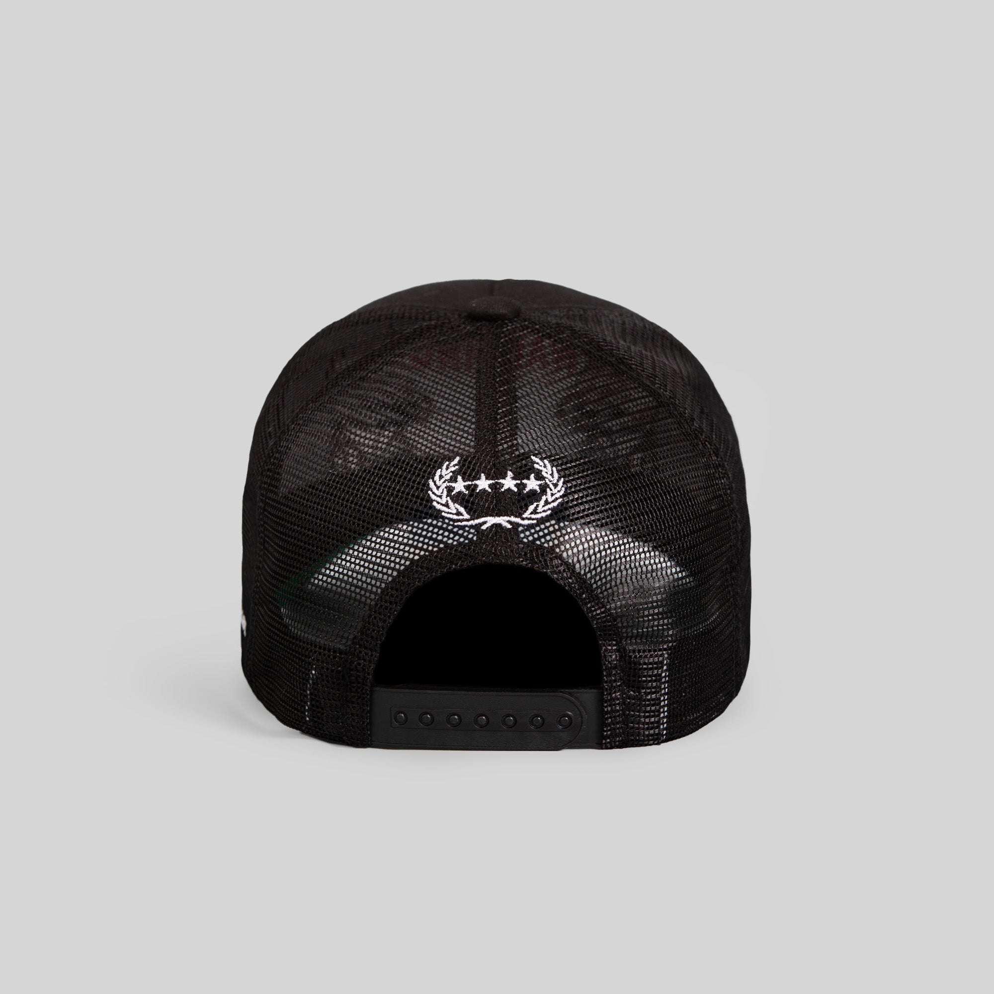 BEWARE OF DOG BLACK TWILL MESHBACK TRUCKER HAT