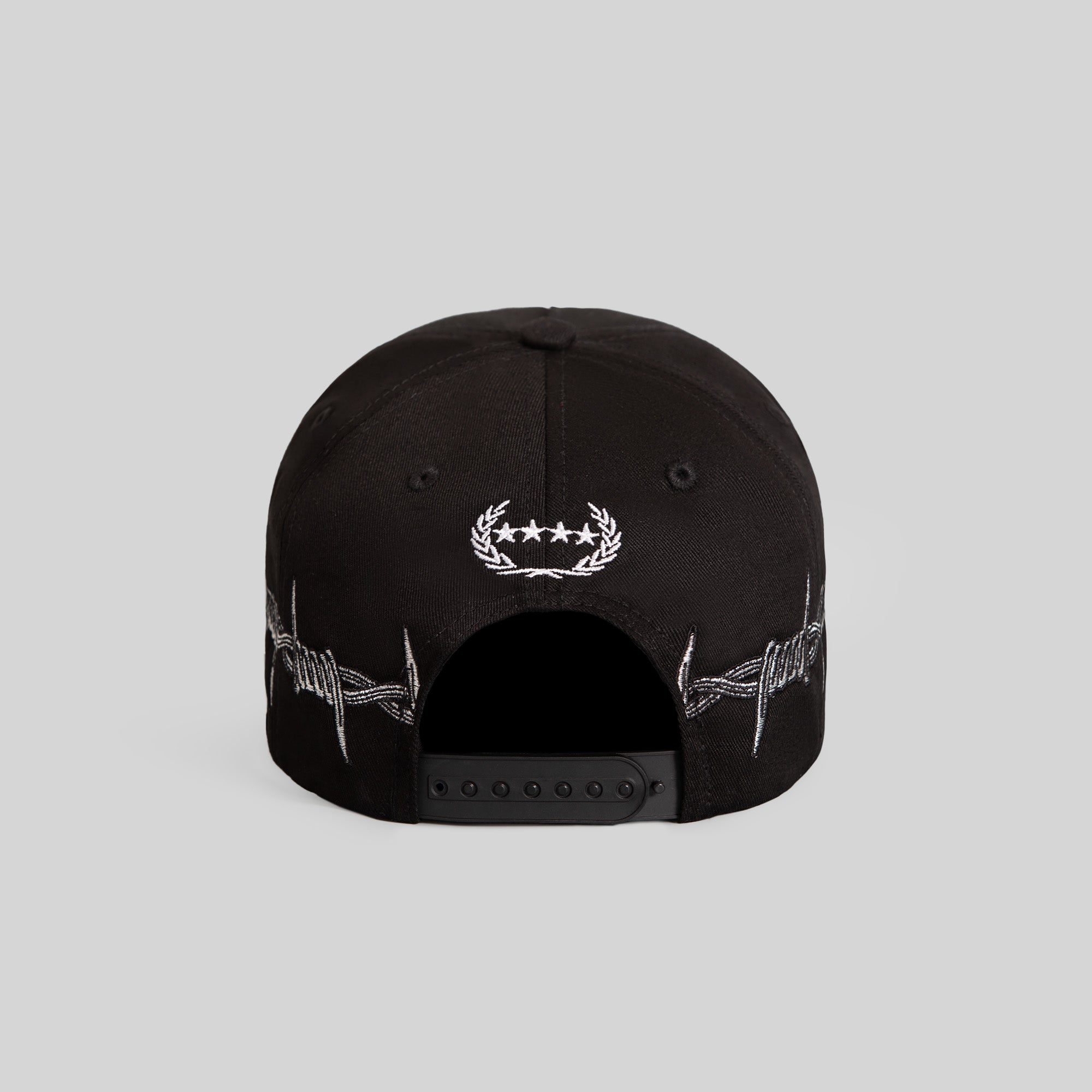 BEWARE OF ROTTY BARBED WIRE BLACK TWILL TRUCKER