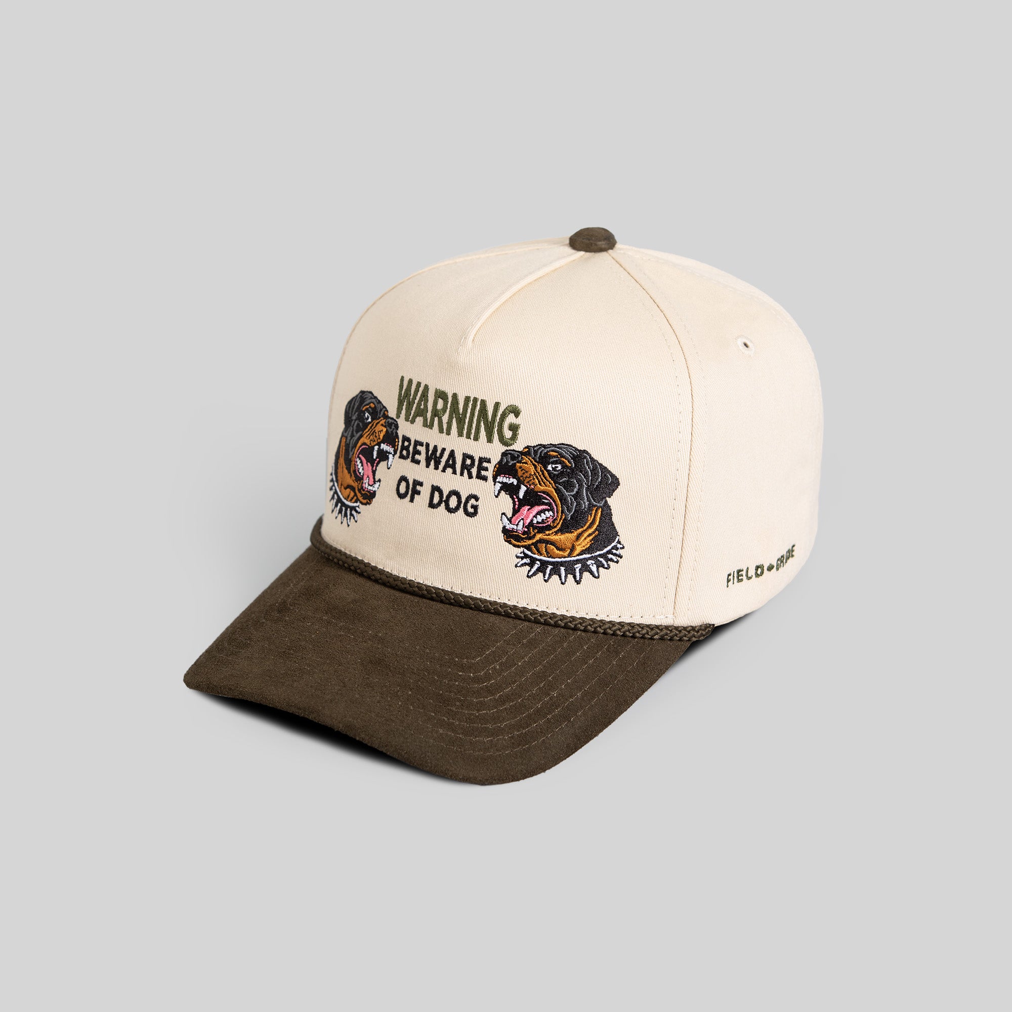 BEWARE OF ROTTY SAND OLIVE TWILL SUEDE TRUCKER