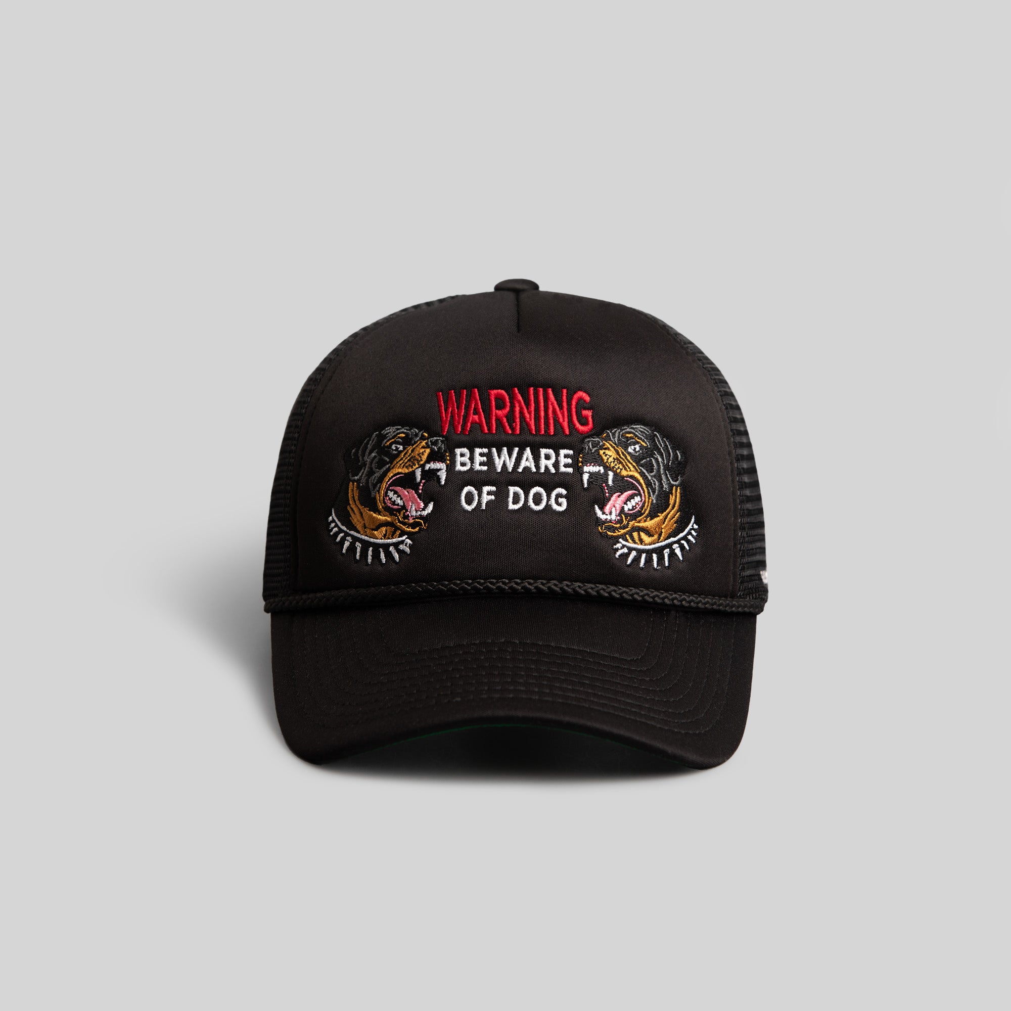 BEWARE OF ROTTY BLACK TRUCKER HAT