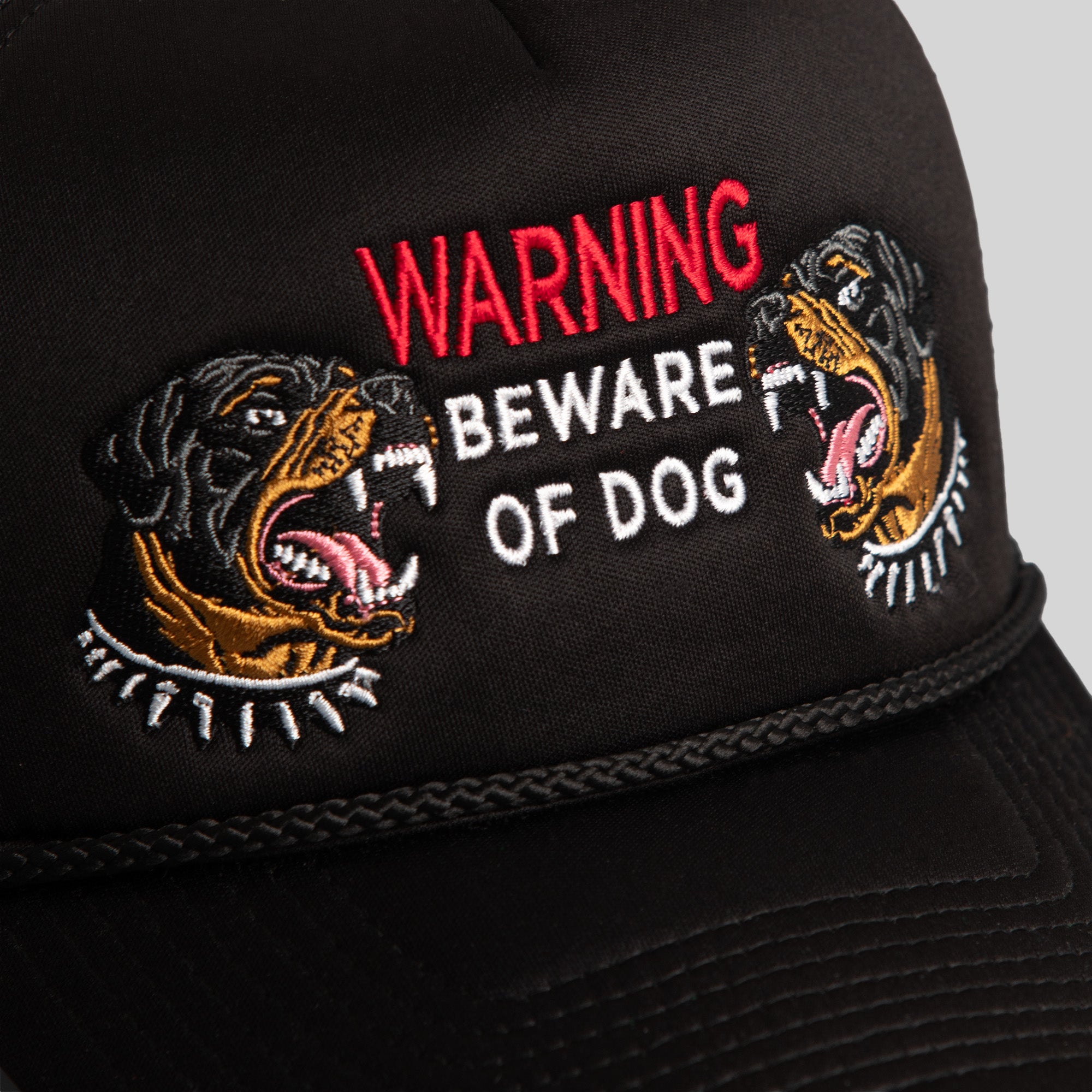 BEWARE OF ROTTY BLACK TRUCKER HAT