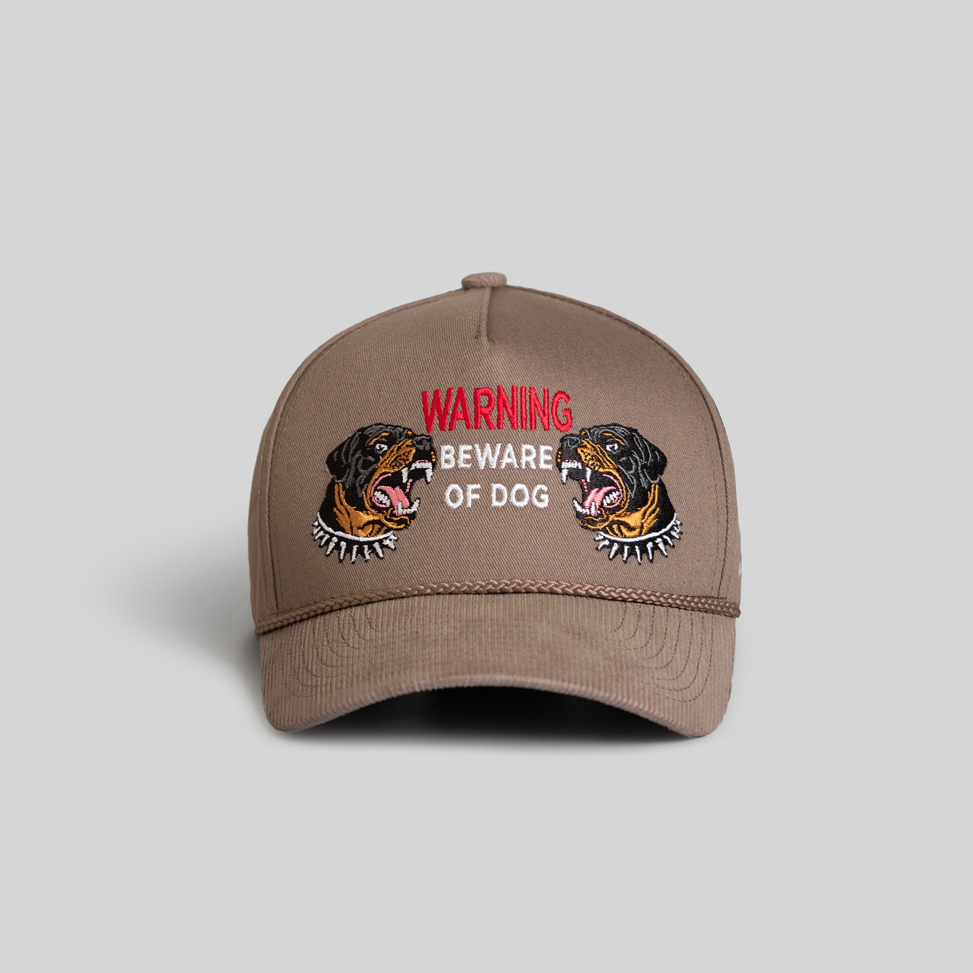 BEWARE OF ROTTY WARM GREY TWILL/CORDUROY TRUCKER HAT
