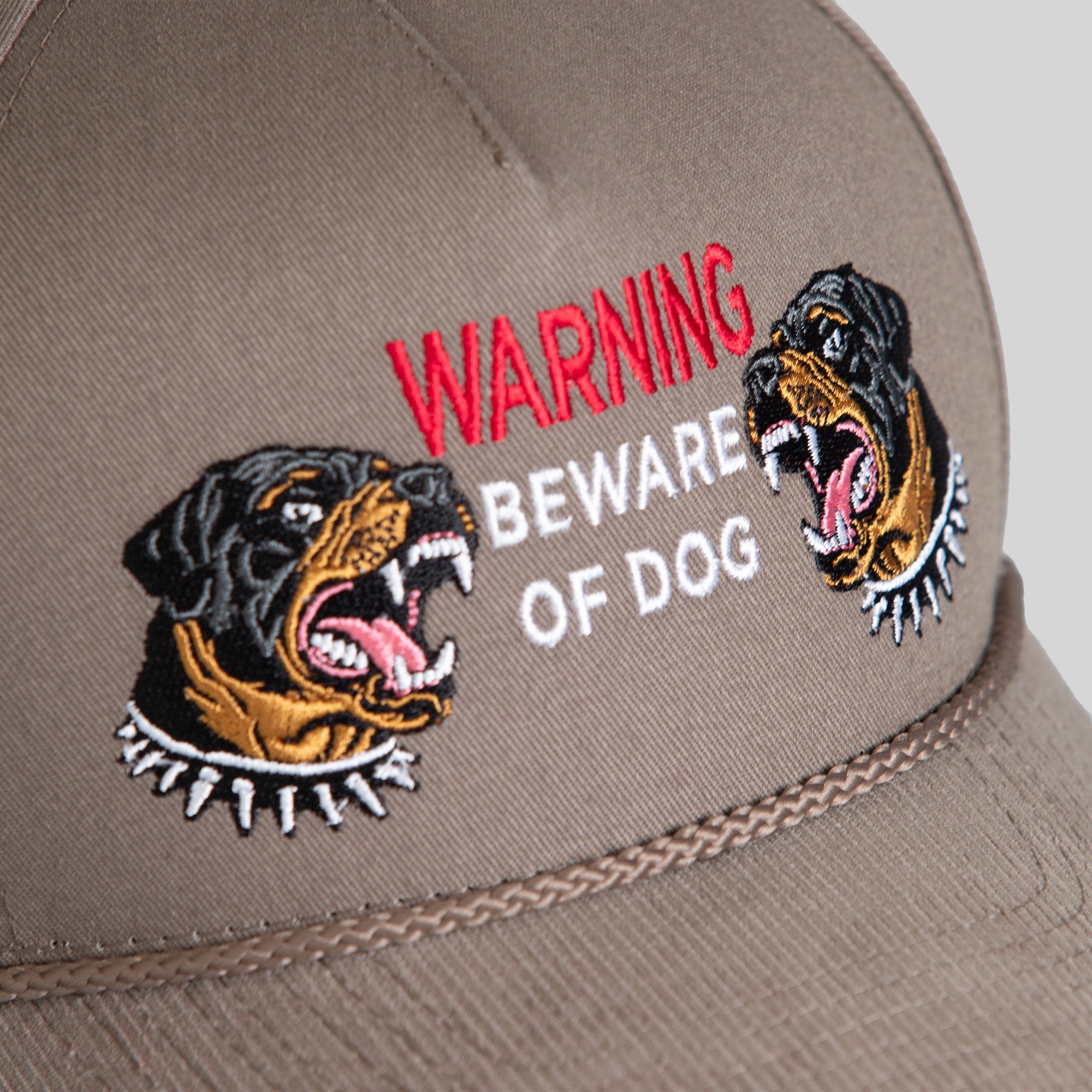 BEWARE OF ROTTY WARM GREY TWILL/CORDUROY TRUCKER HAT