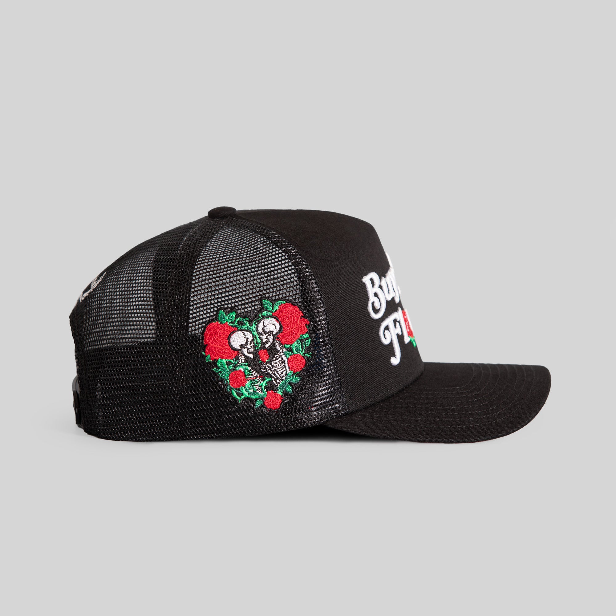 BUY HER FLOWERS BLACK TWILL MESH TRUCKER