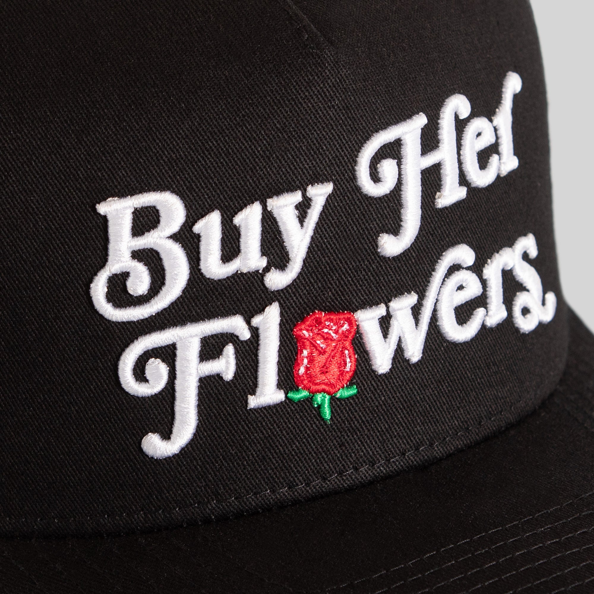 BUY HER FLOWERS BLACK TWILL MESH TRUCKER