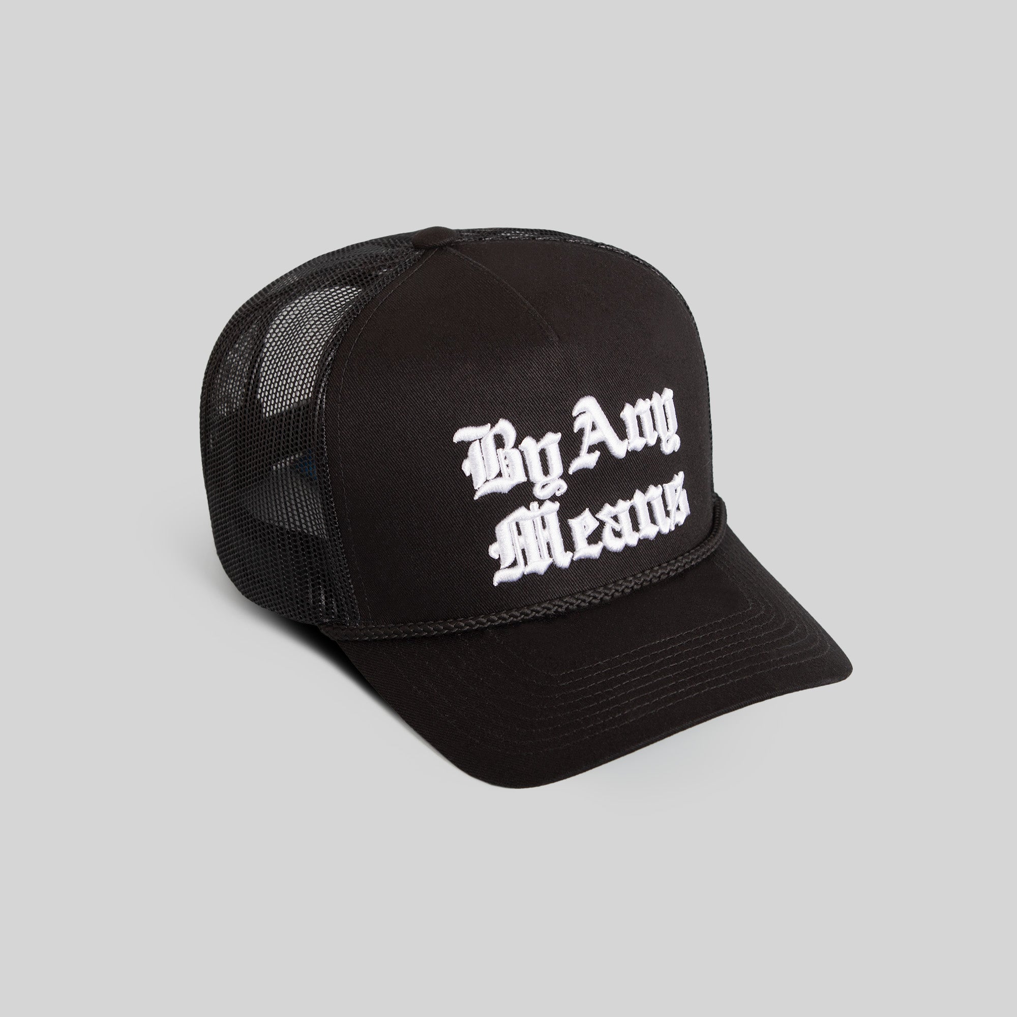BY ANY MEANS BLACK TWILL MESH TRUCKER