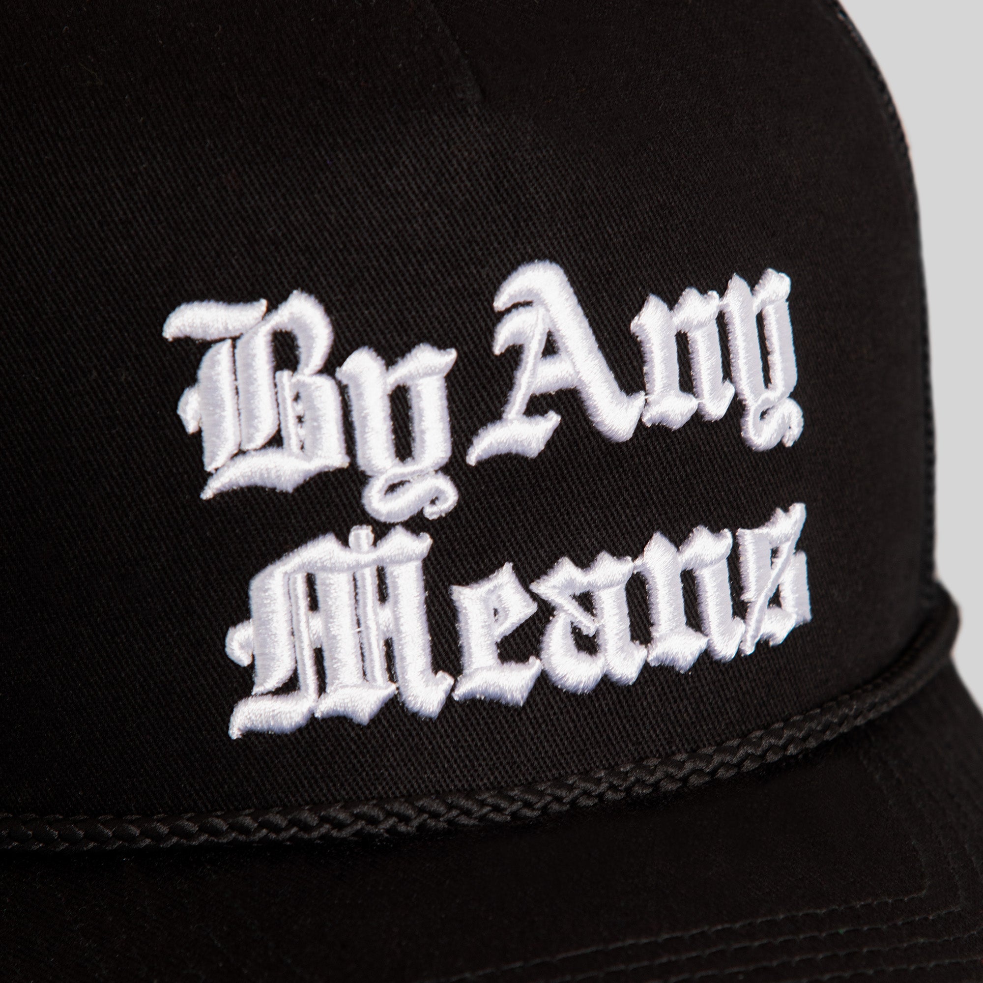 BY ANY MEANS BLACK TWILL MESH TRUCKER