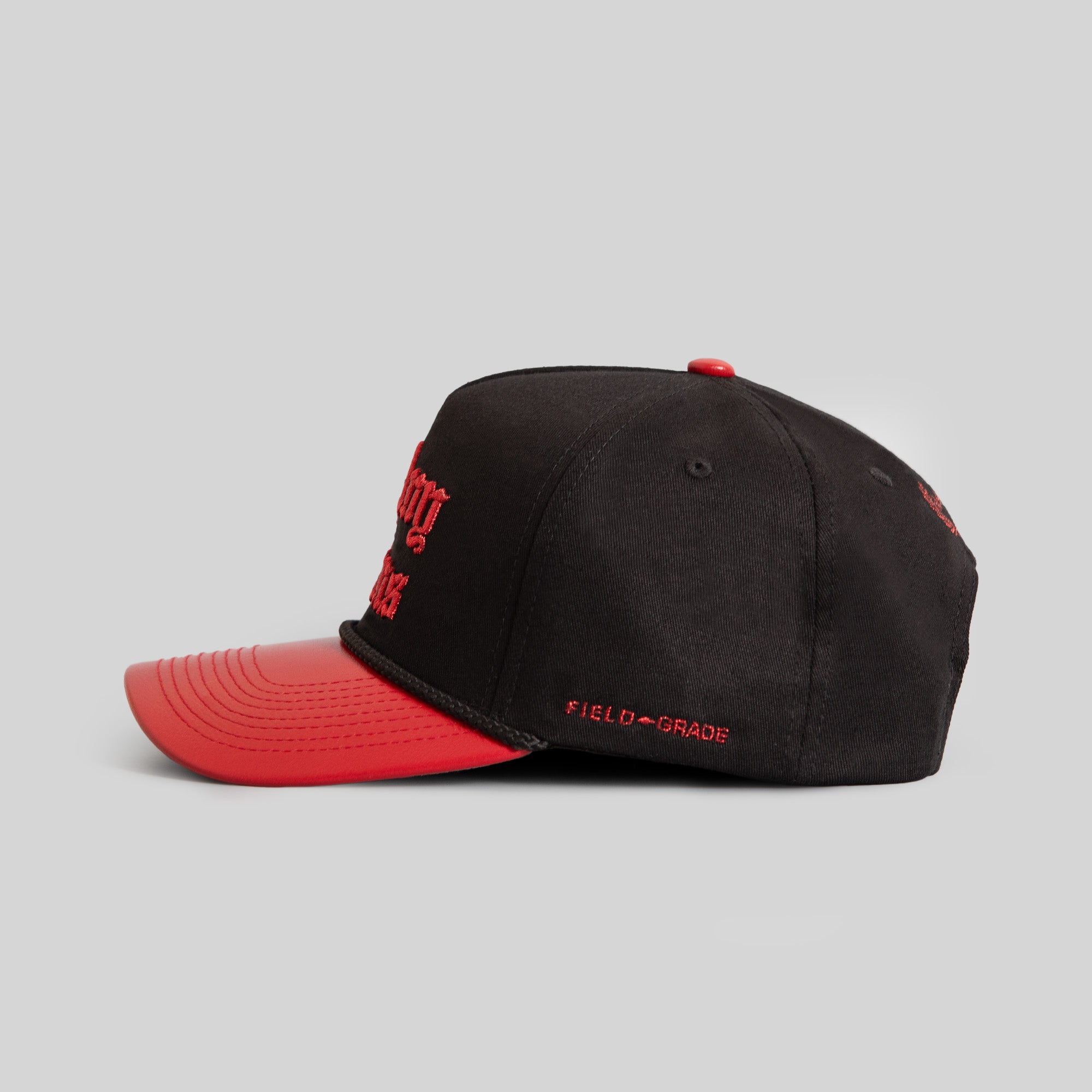BY ANY MEANS BLACK RED TWILL CAVIAR LEATHER TRUCKER