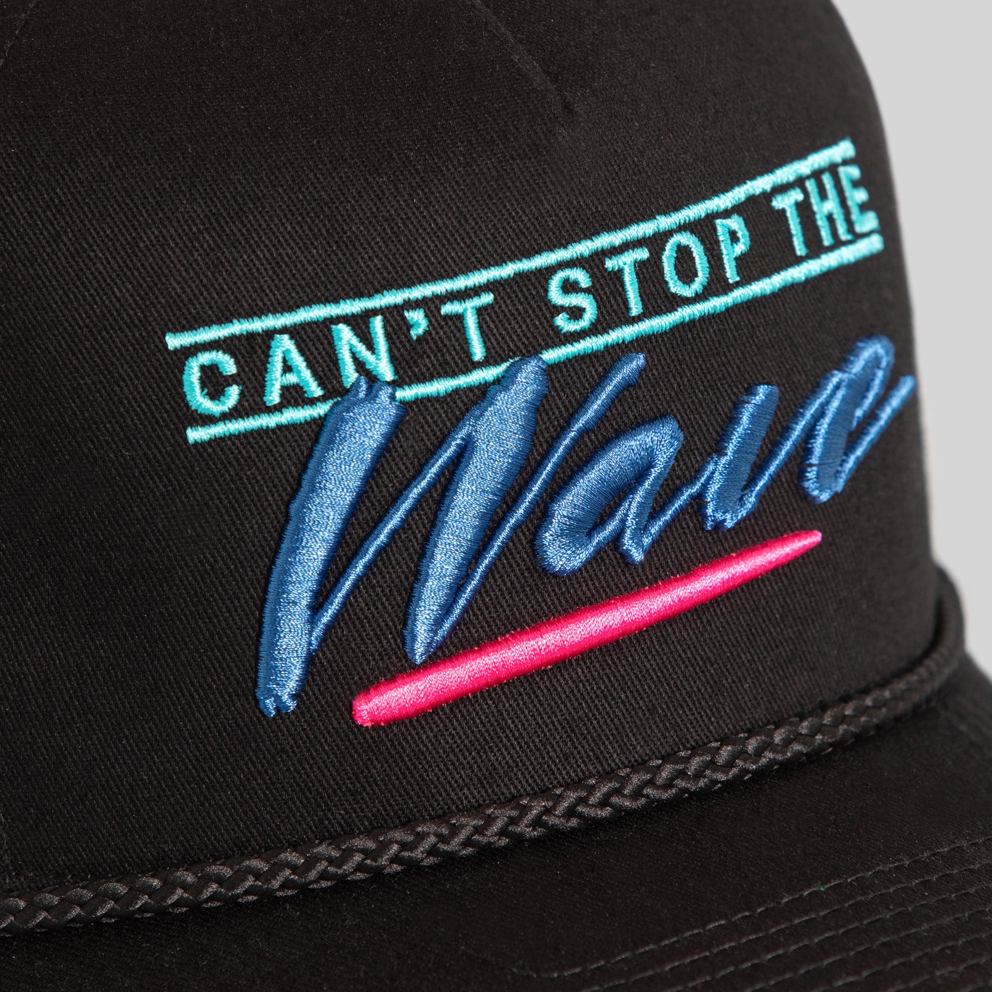 CANT STOP THE WAVE BLACK TWILL TRUCKER