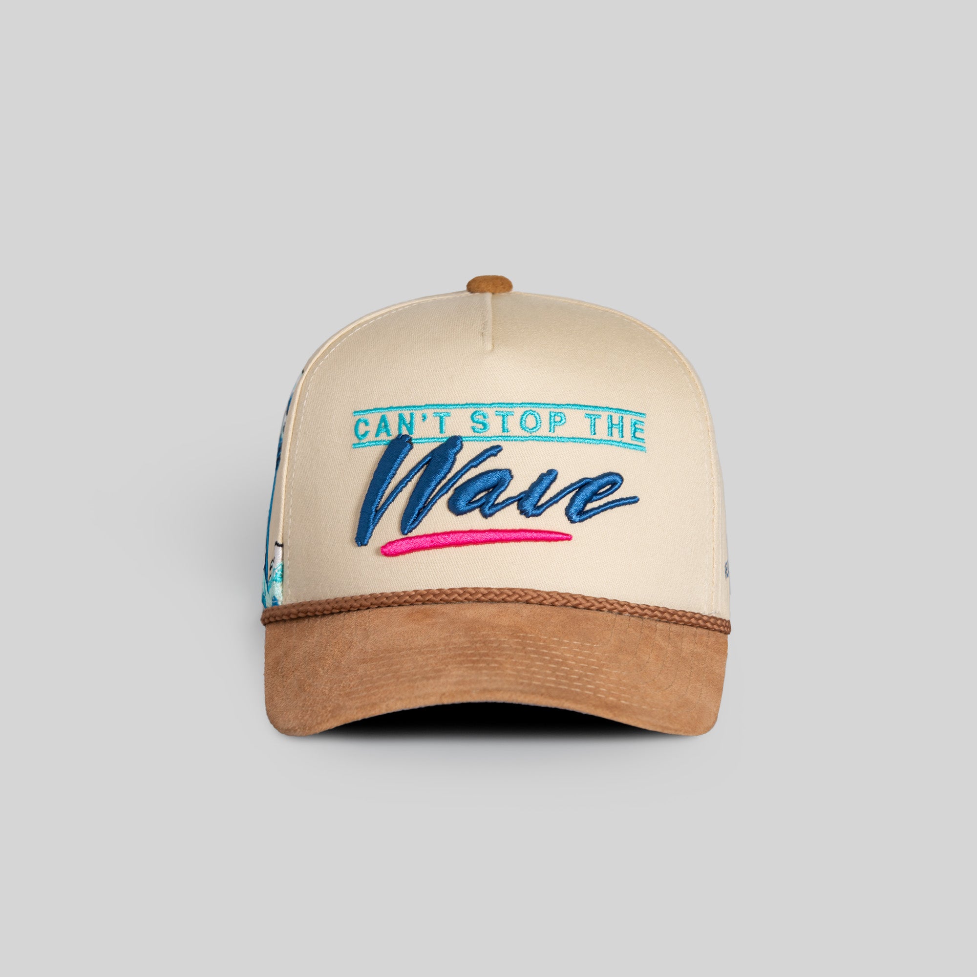 CANT STOP THE WAVE SAND TAUPE TWILL SUEDE TRUCKER