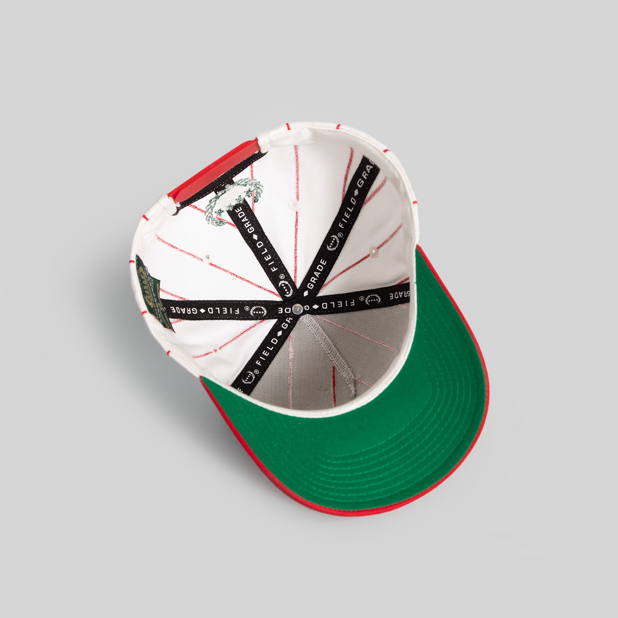 CHERRY BOMB PINSTRIPE TWILL TRUCKER