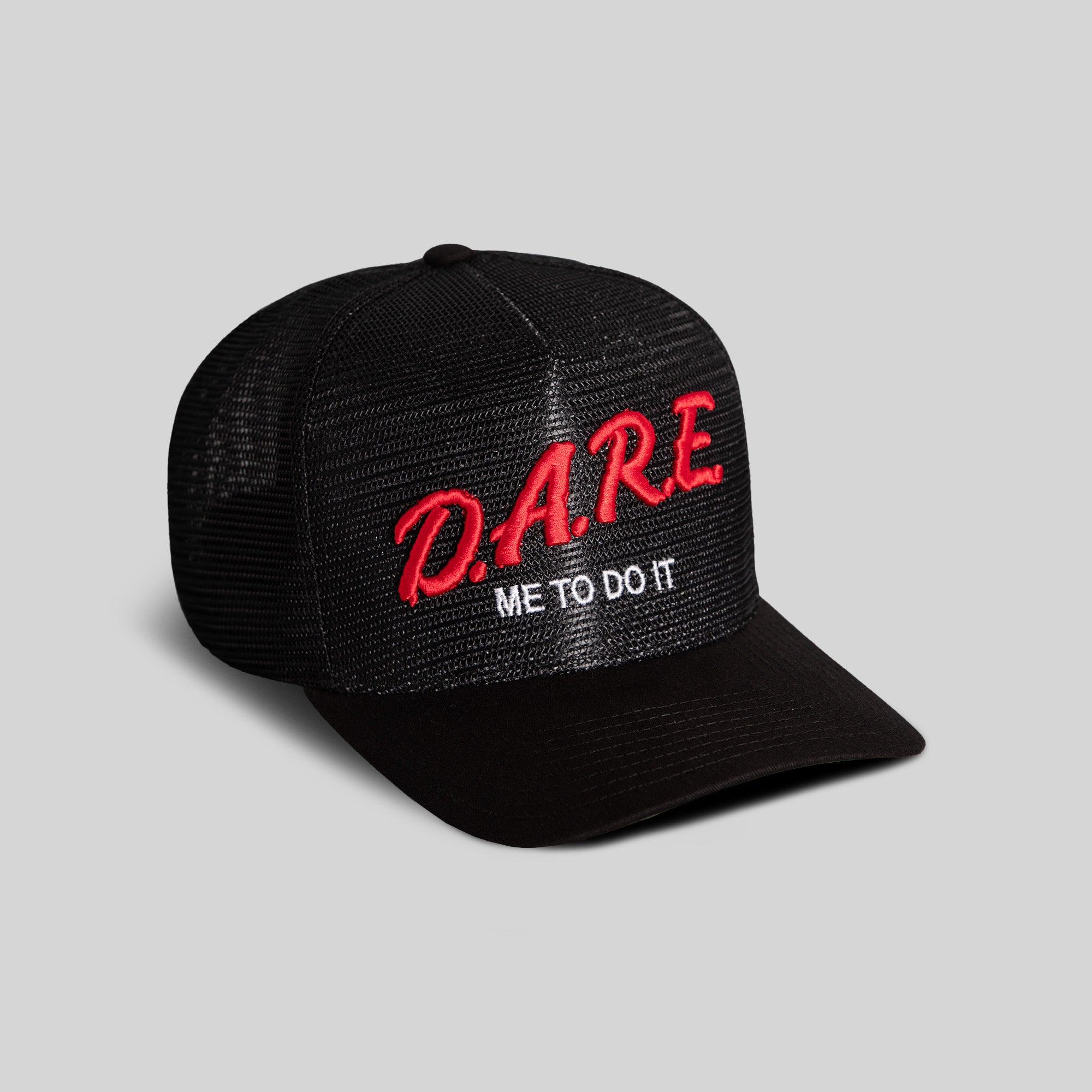 DARE ME TO DO IT BLACK MESH CROWN TRUCKER