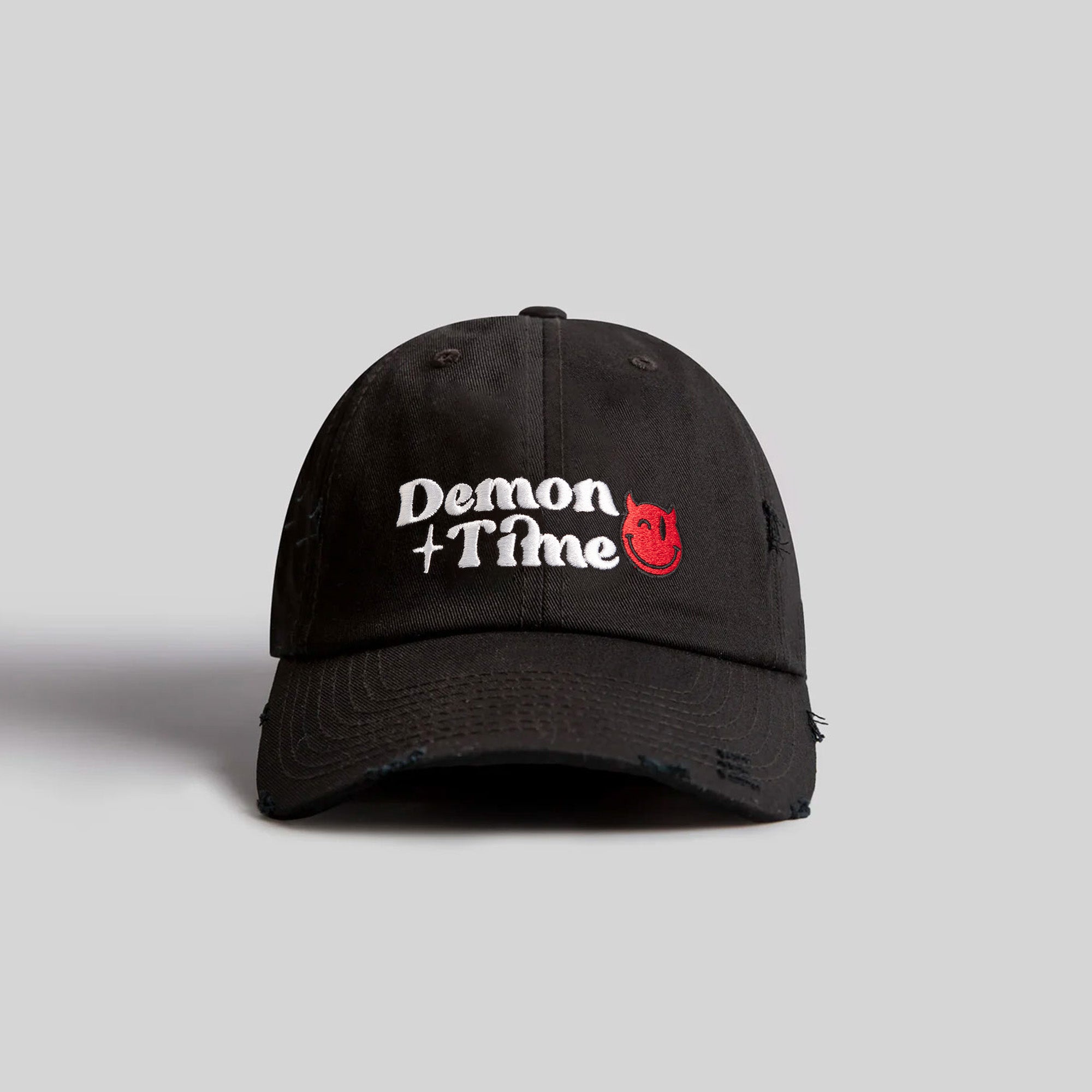 DEMON TIME BLACK DISTRESSED RELAXED FIT HAT