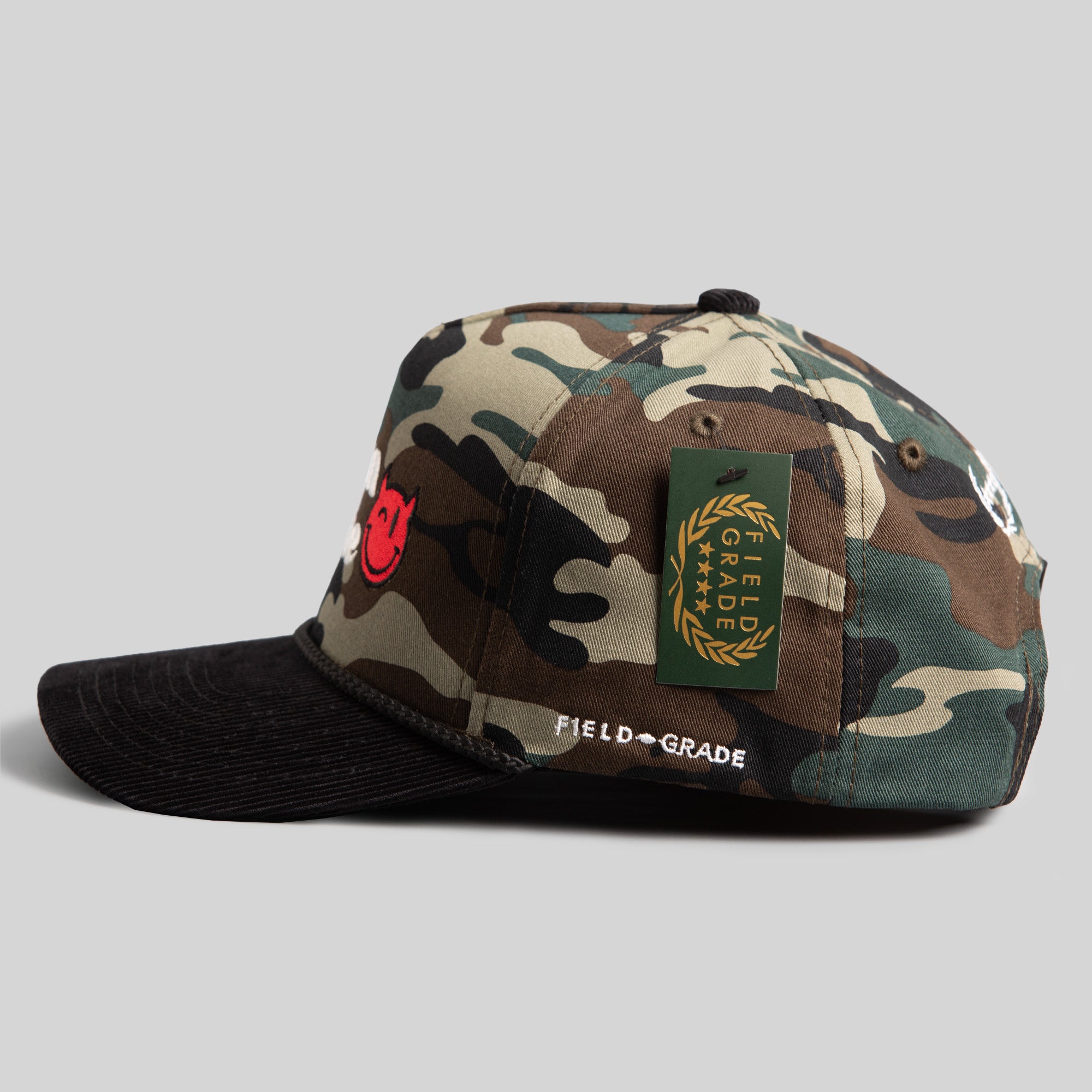 DEMON TIME CAMO/BLACK CORDUROY TRUCKER HAT