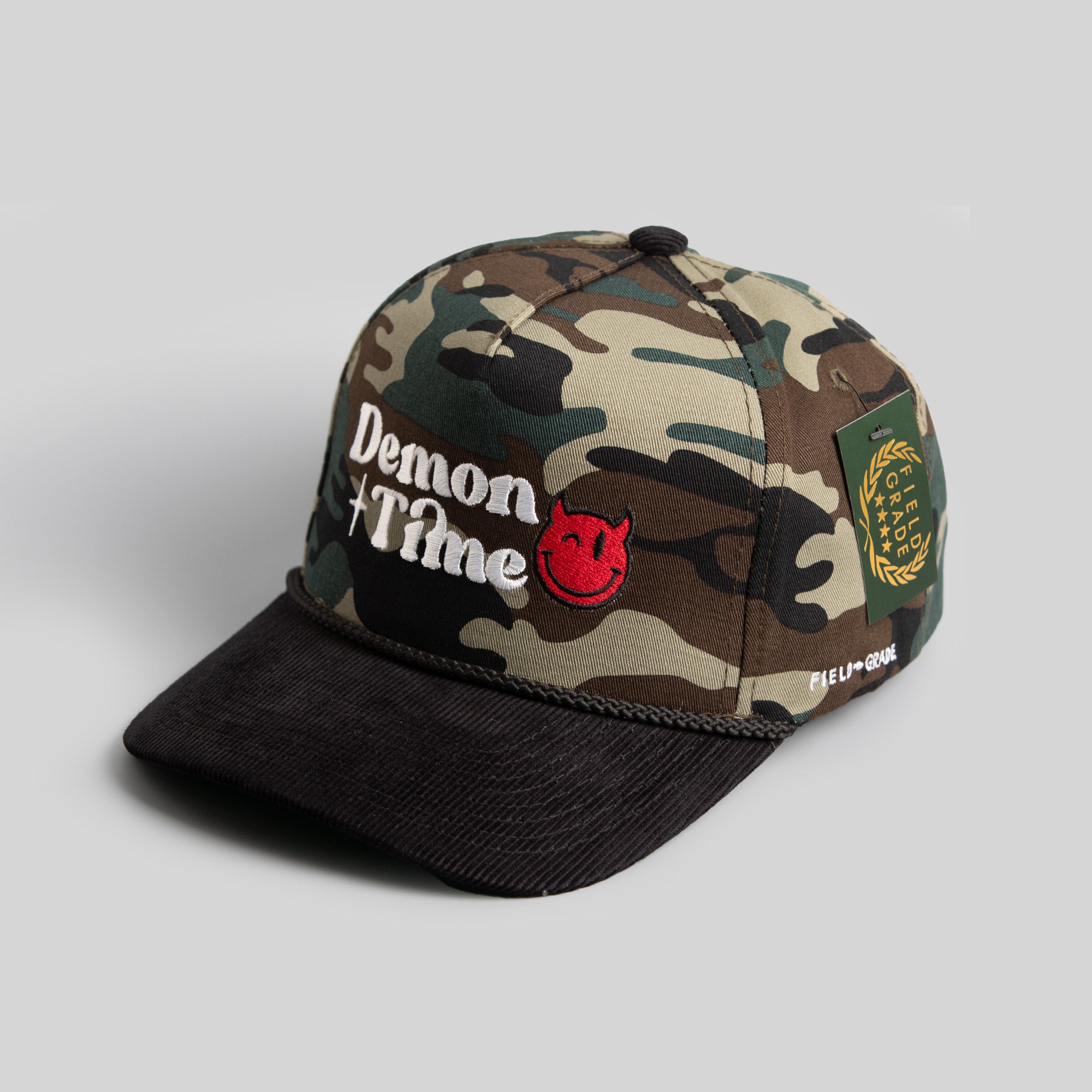 DEMON TIME CAMO/BLACK CORDUROY TRUCKER HAT