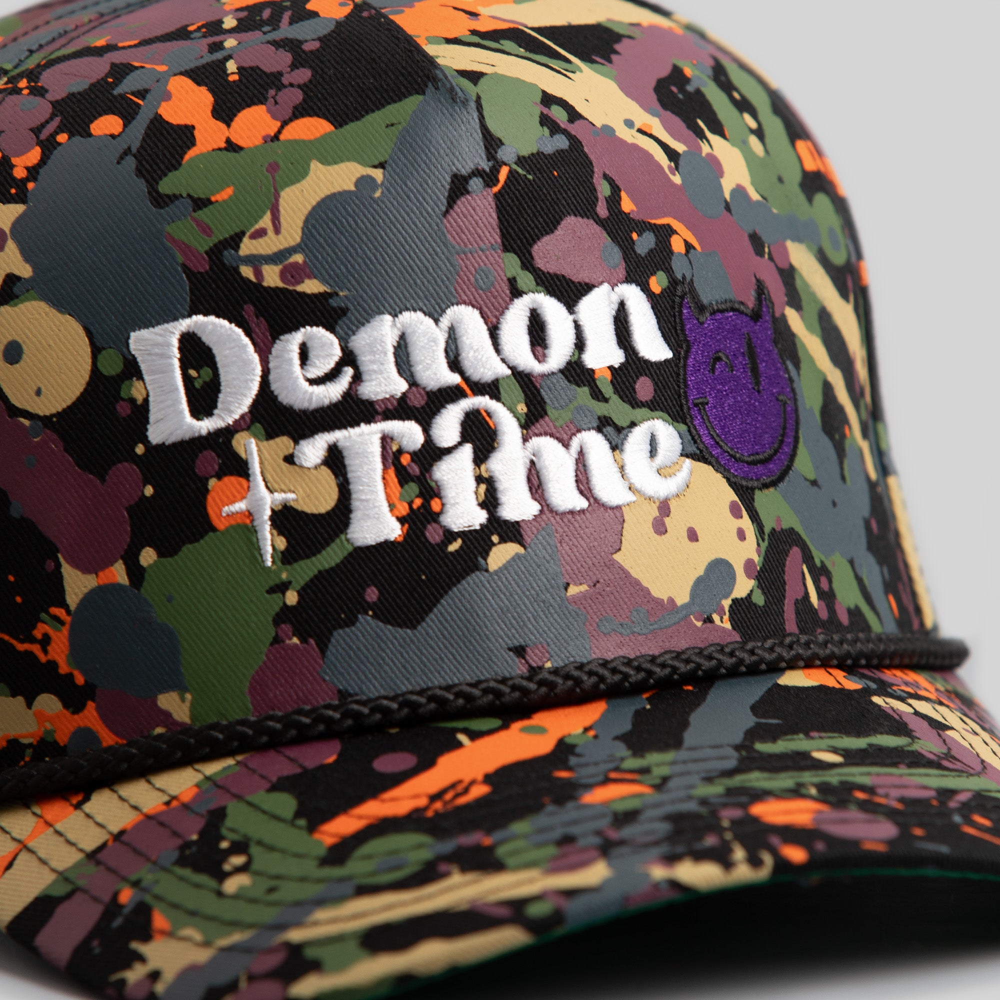 DEMON TIME OLIVE SPLATTER TRUCKER HAT