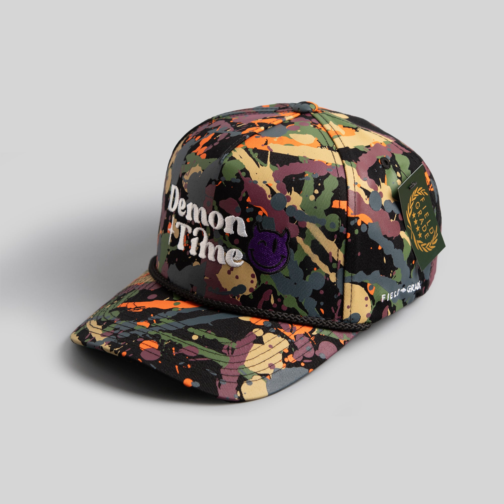 DEMON TIME OLIVE SPLATTER TRUCKER HAT