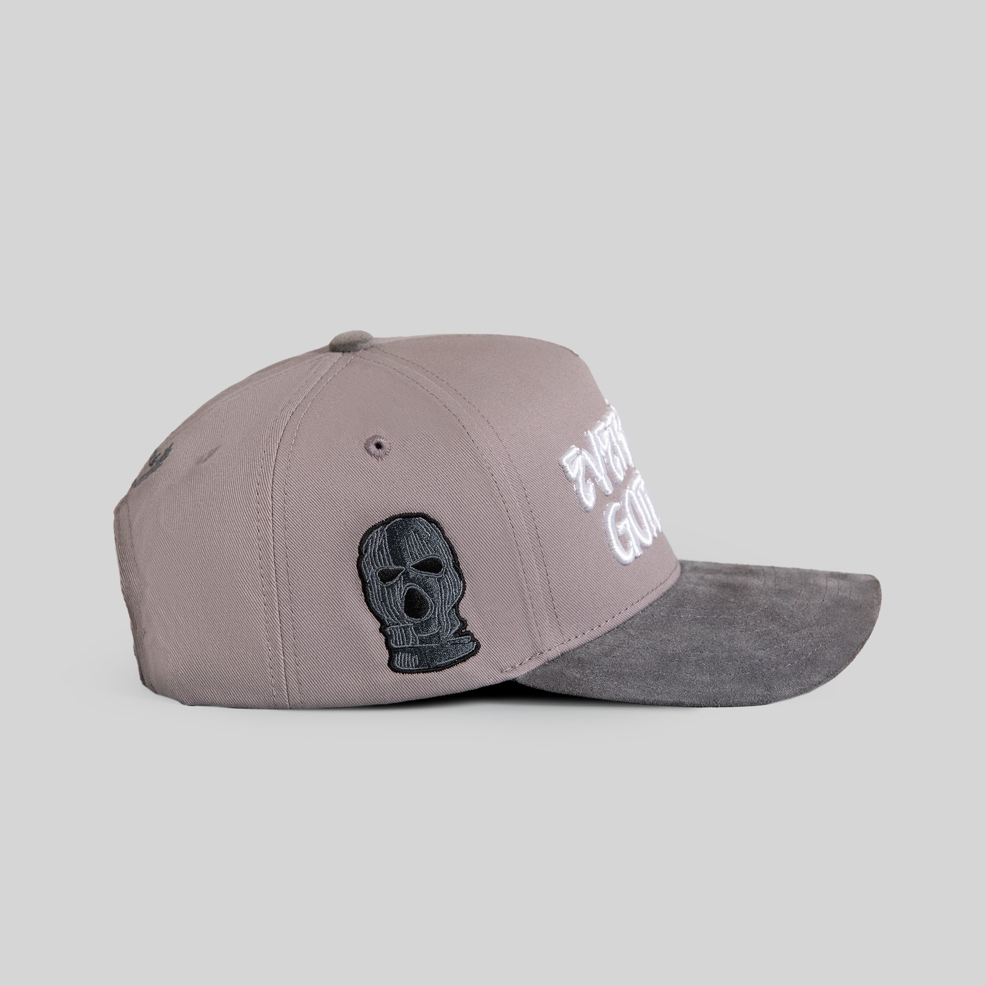 EVERYBODY GOTTA EAT GREYSCALE TWILL SUEDE TRUCKER
