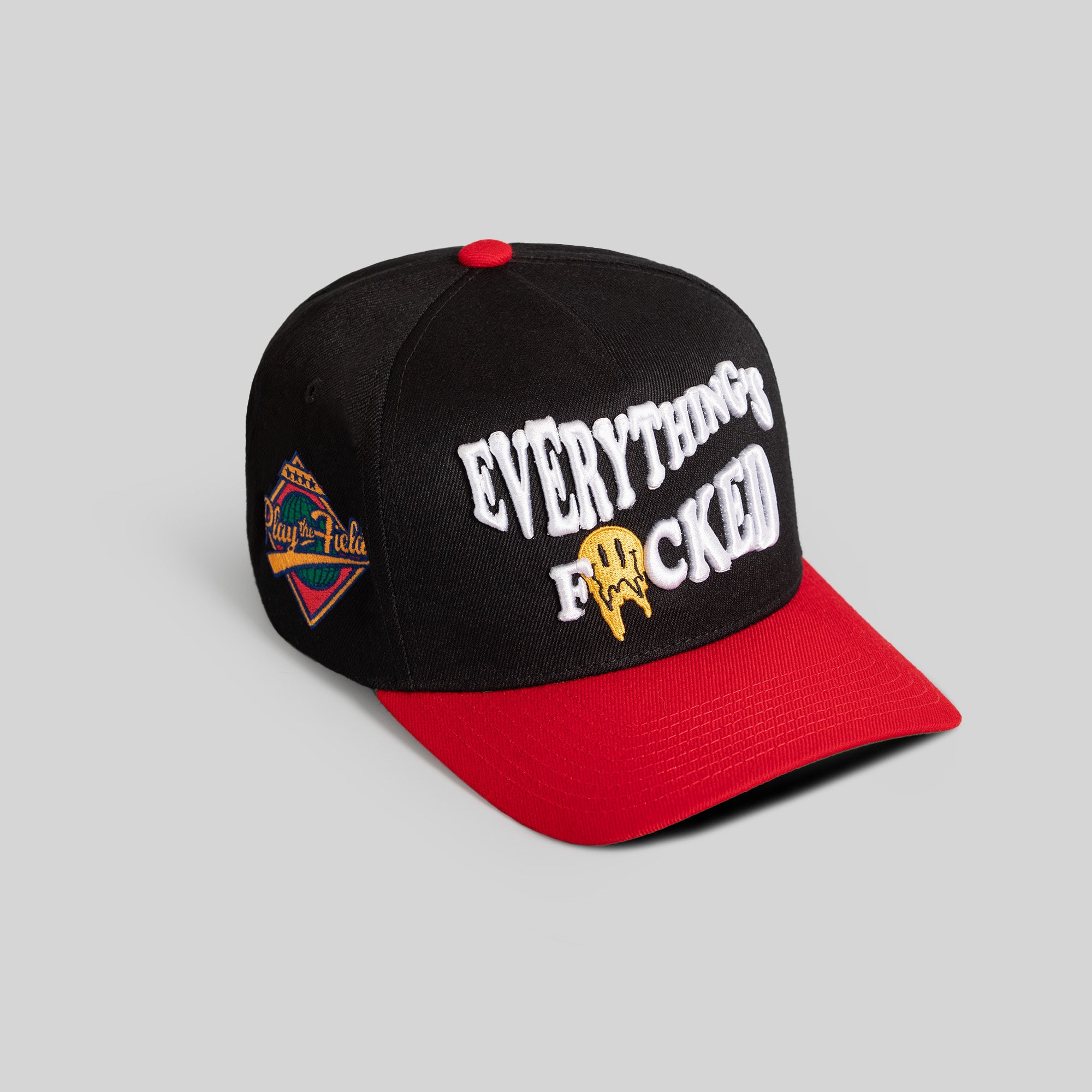 EVERYTHINGS F*CKED BLACK RED TRUCKER