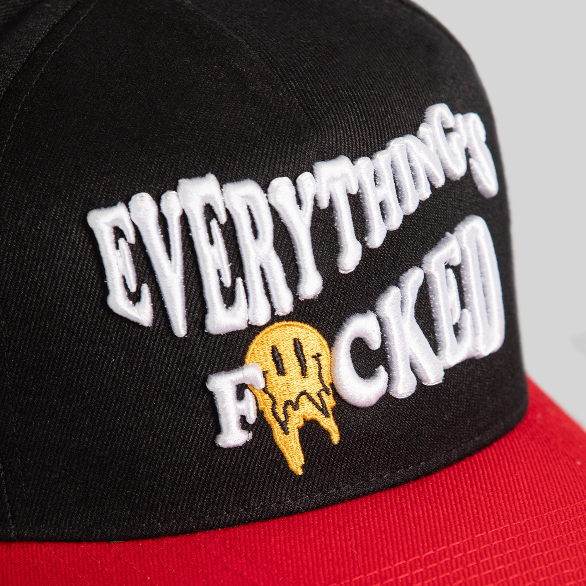 EVERYTHINGS F*CKED BLACK RED TRUCKER