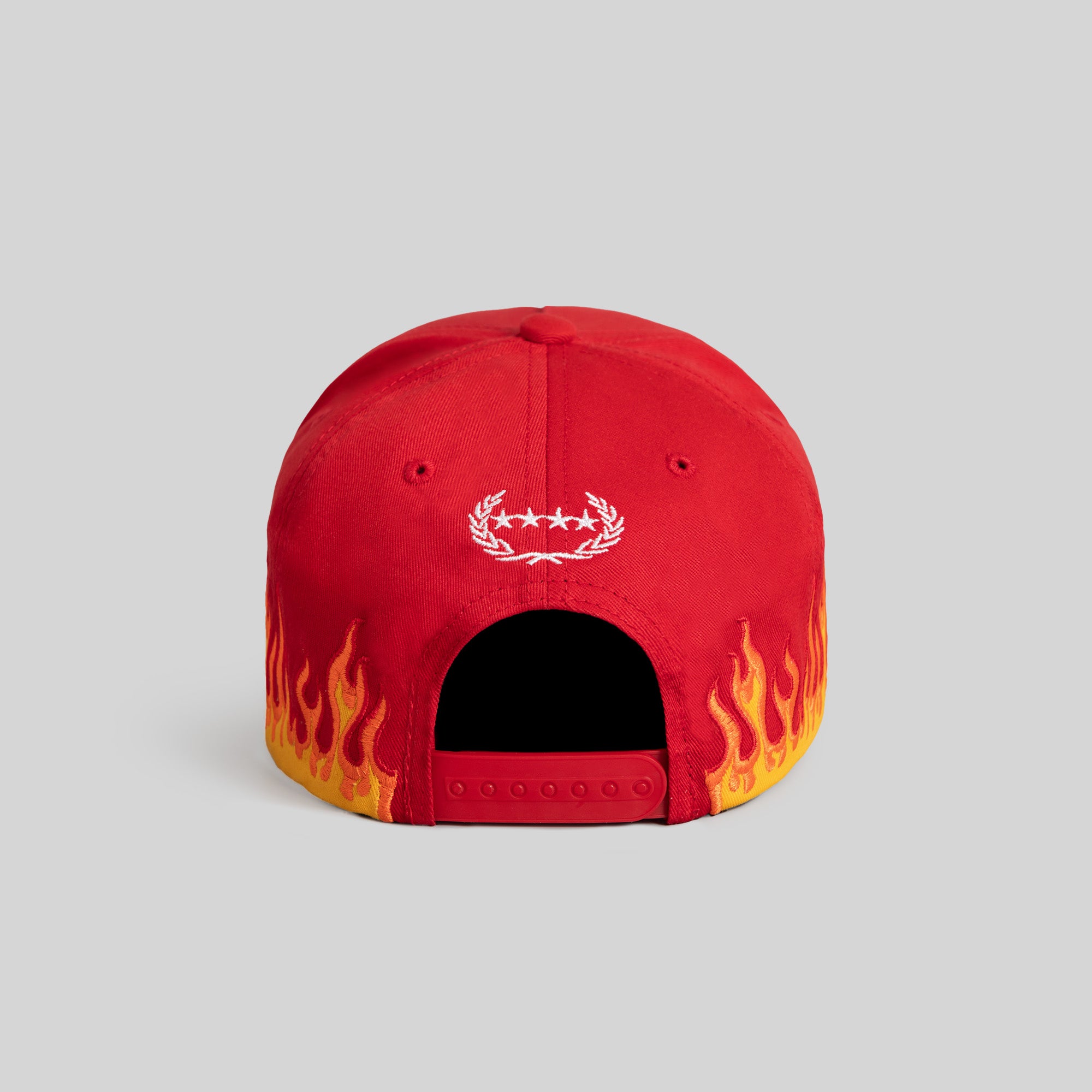 EVERYTHINGS F*CKED FLAMES VARSITY RED TWILL TRUCKER
