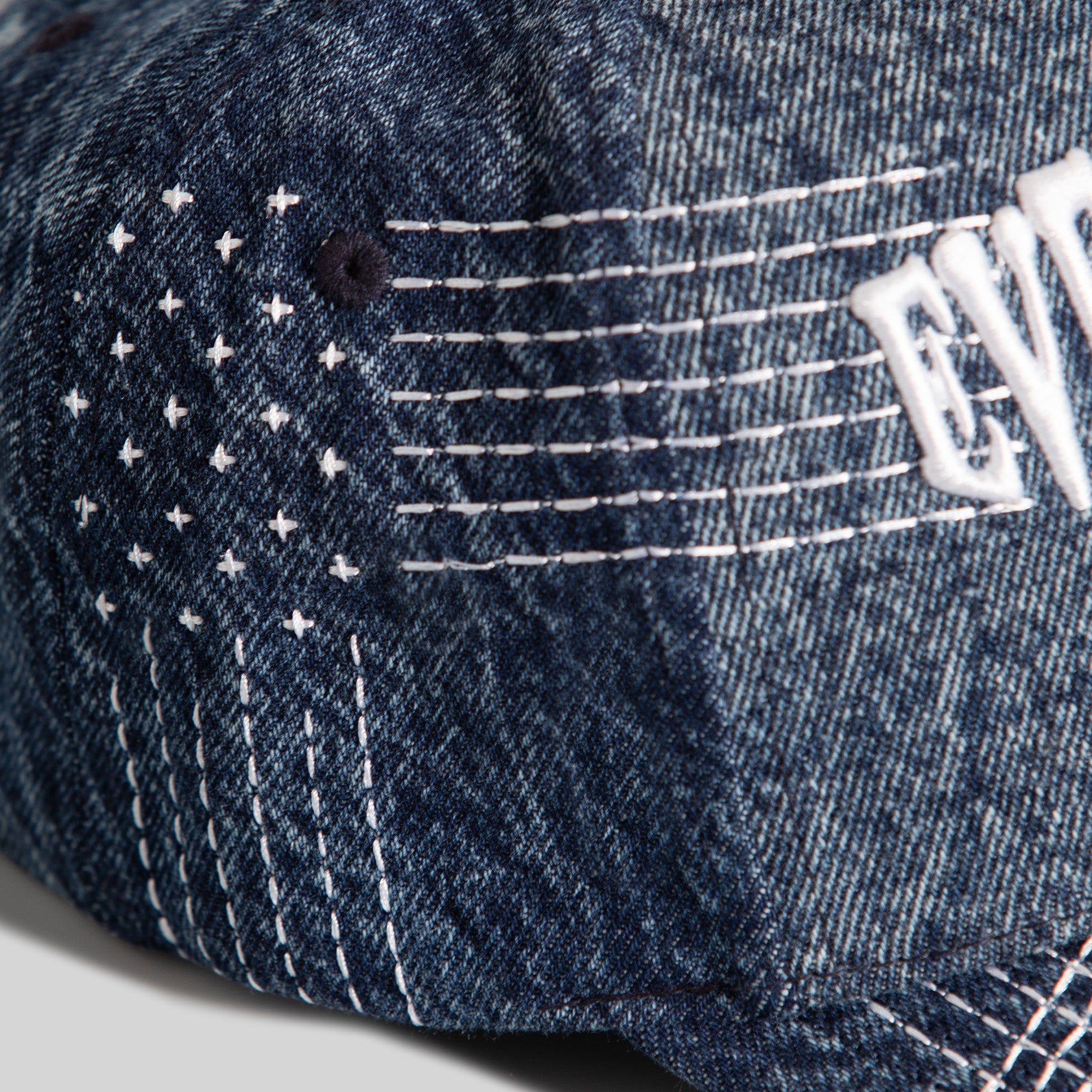 EVERYTHINGS F*CKED SASHIKO BLUE DENIM TRUCKER