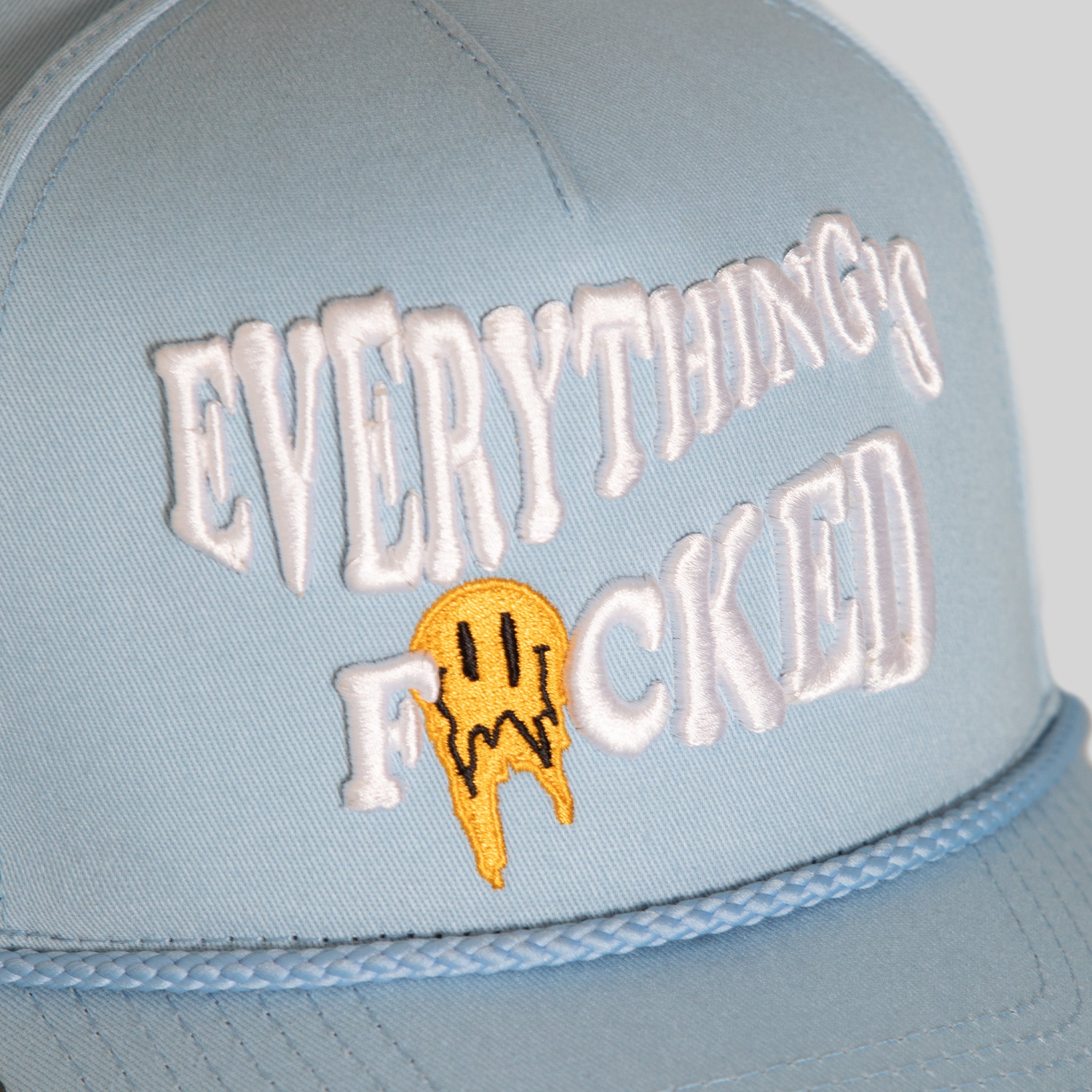 EVERYTHINGS F*CKED UNI BLUE TWILL TRUCKER HAT