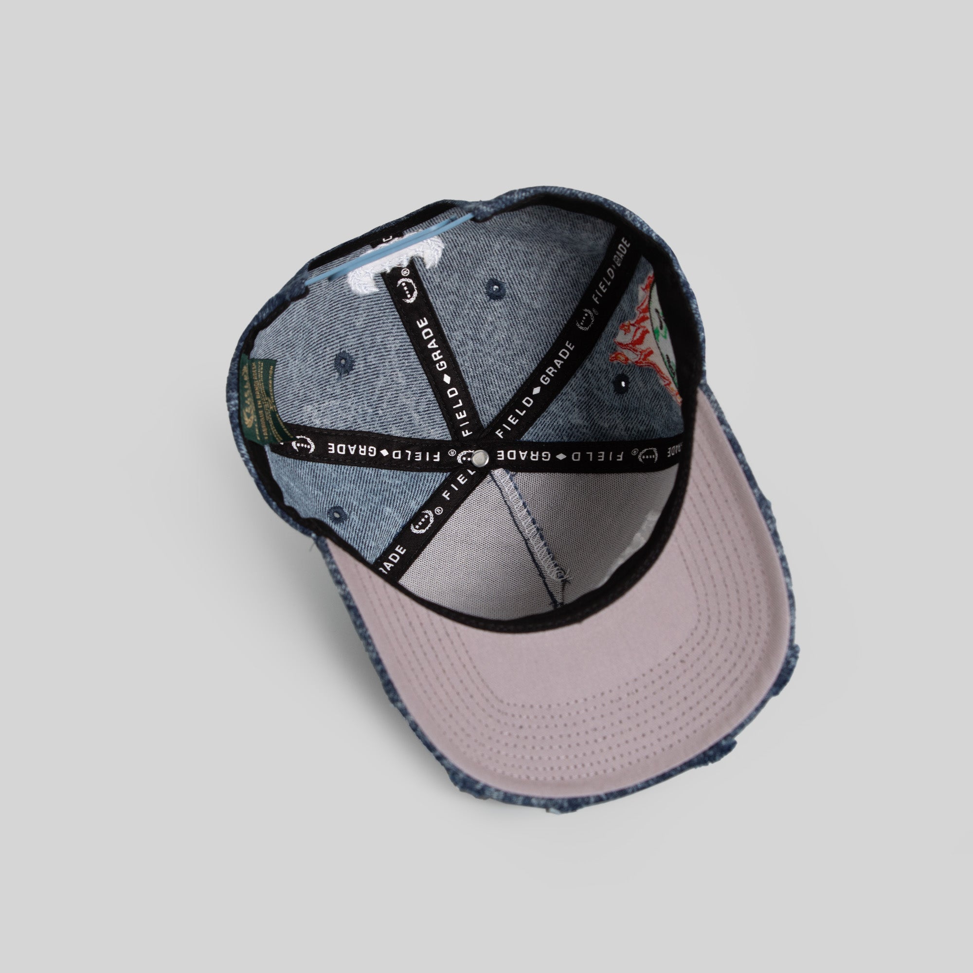 EVERYTHINGS F*CKED WASHED BLUE DISTRESSED DENIM TRUCKER