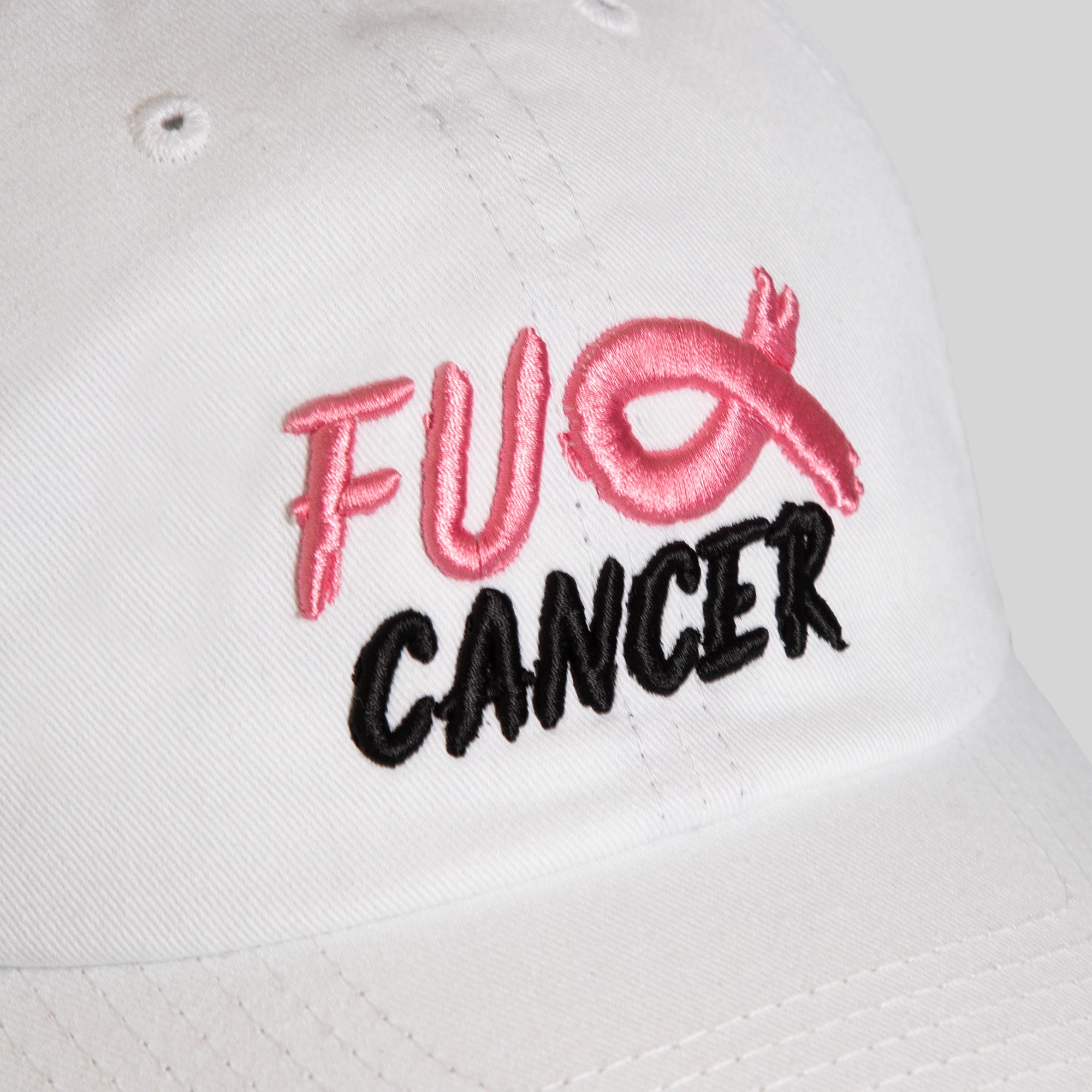 F*CK CANCER WHITE RELAXED FIT HAT