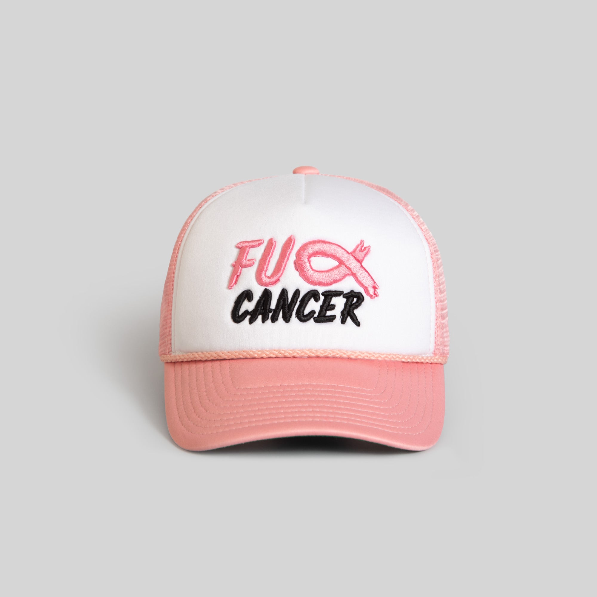 F*CK CANCER WHITE PINK FOAM TRUCKER HAT