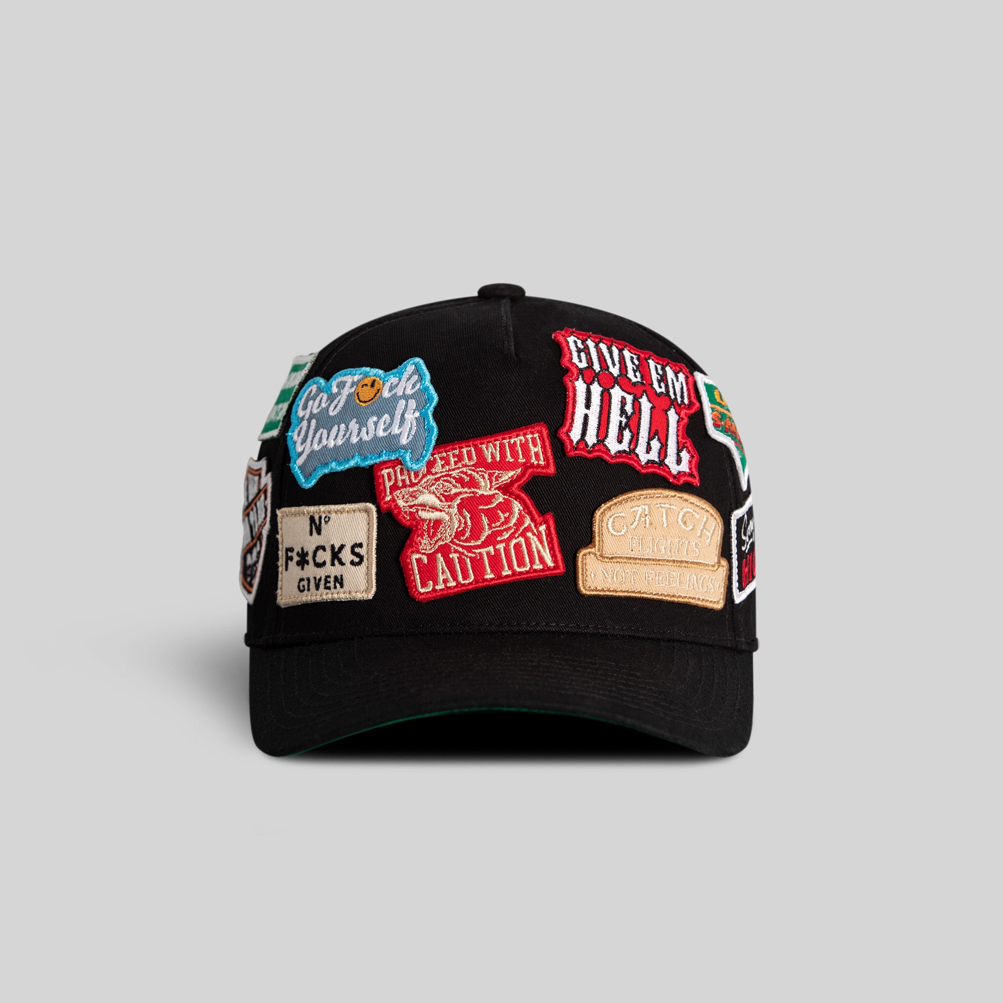 FIELD GRADE LOGOS PATCHWORK BLACK TWILL TRUCKER