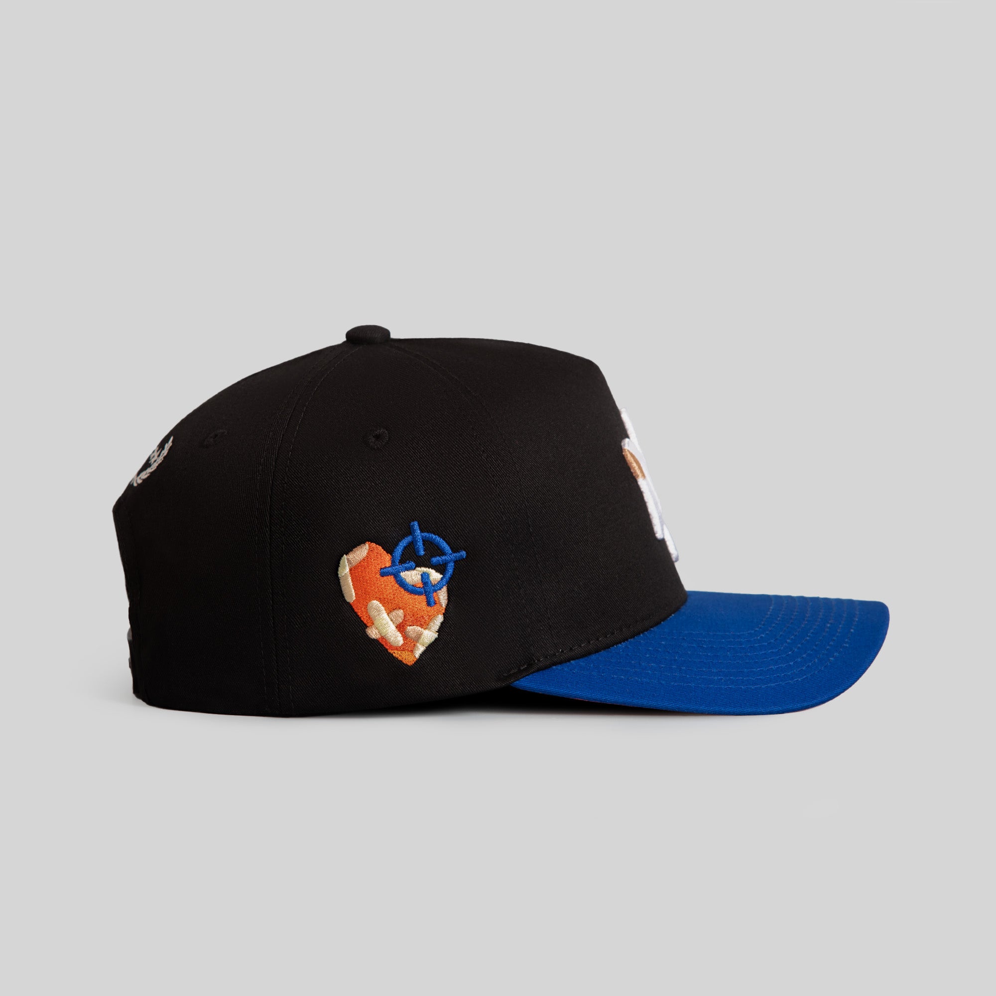 FIELD GRADE X KURVE STUDIO NY IS HEALING ROYAL BLACK TWILL TRUCKER