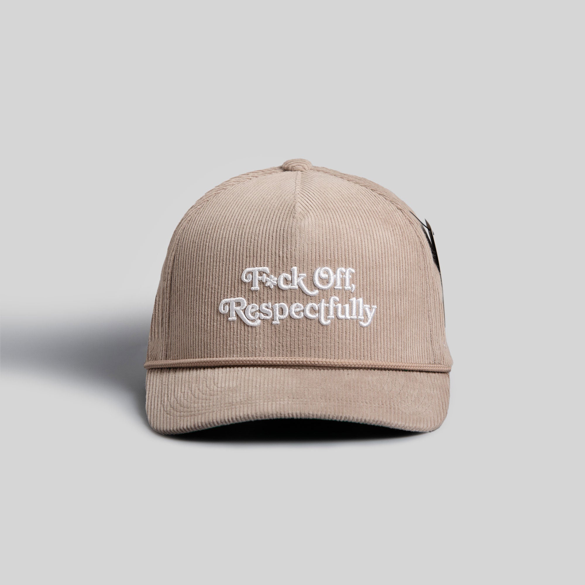 RESPECTFULLY WARM GREY CORDUROY TRUCKER HAT