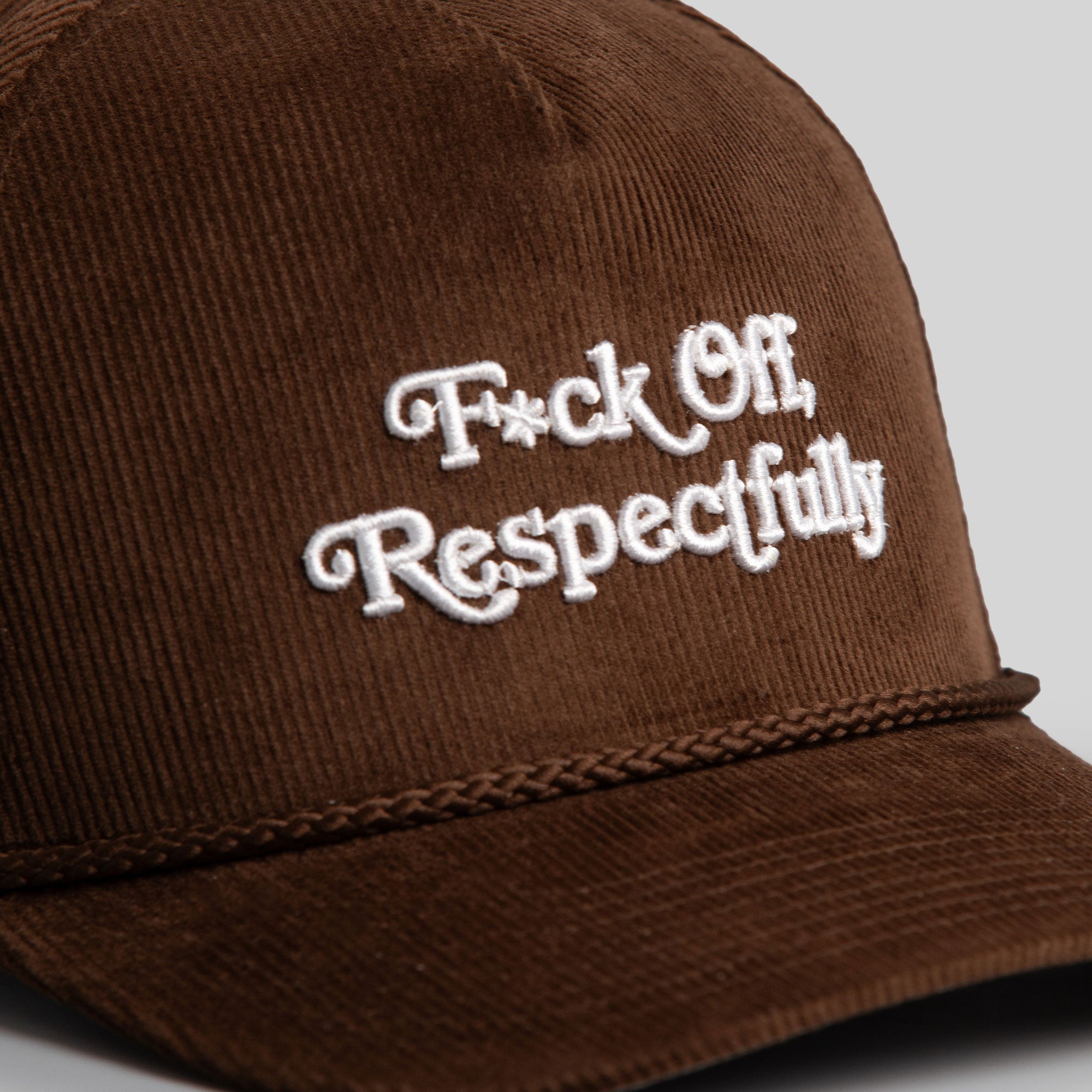 RESPECTFULLY MOCHA CORDUROY TRUCKER HAT