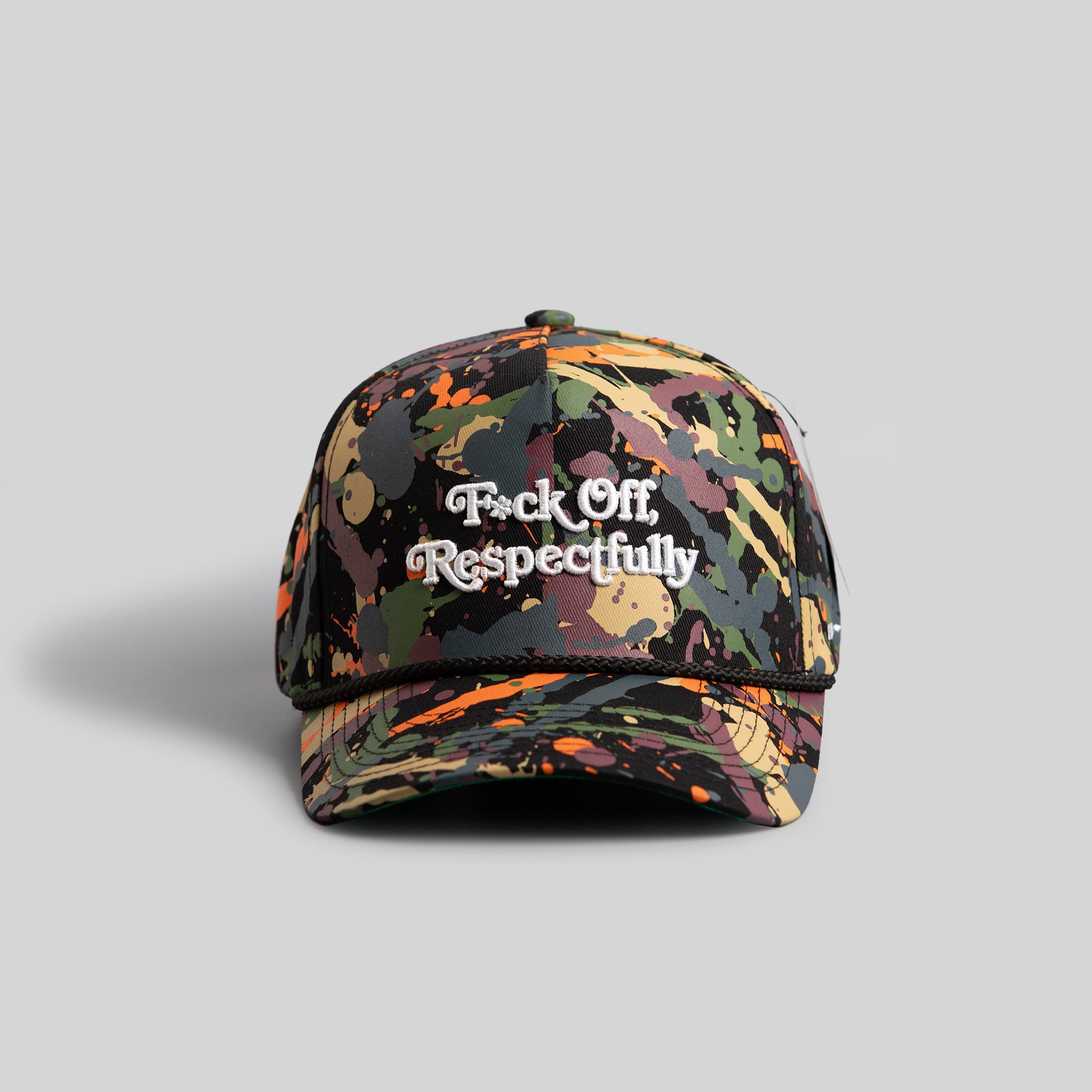 RESPECTFULLY BLACK SPLATTER TRUCKER HAT