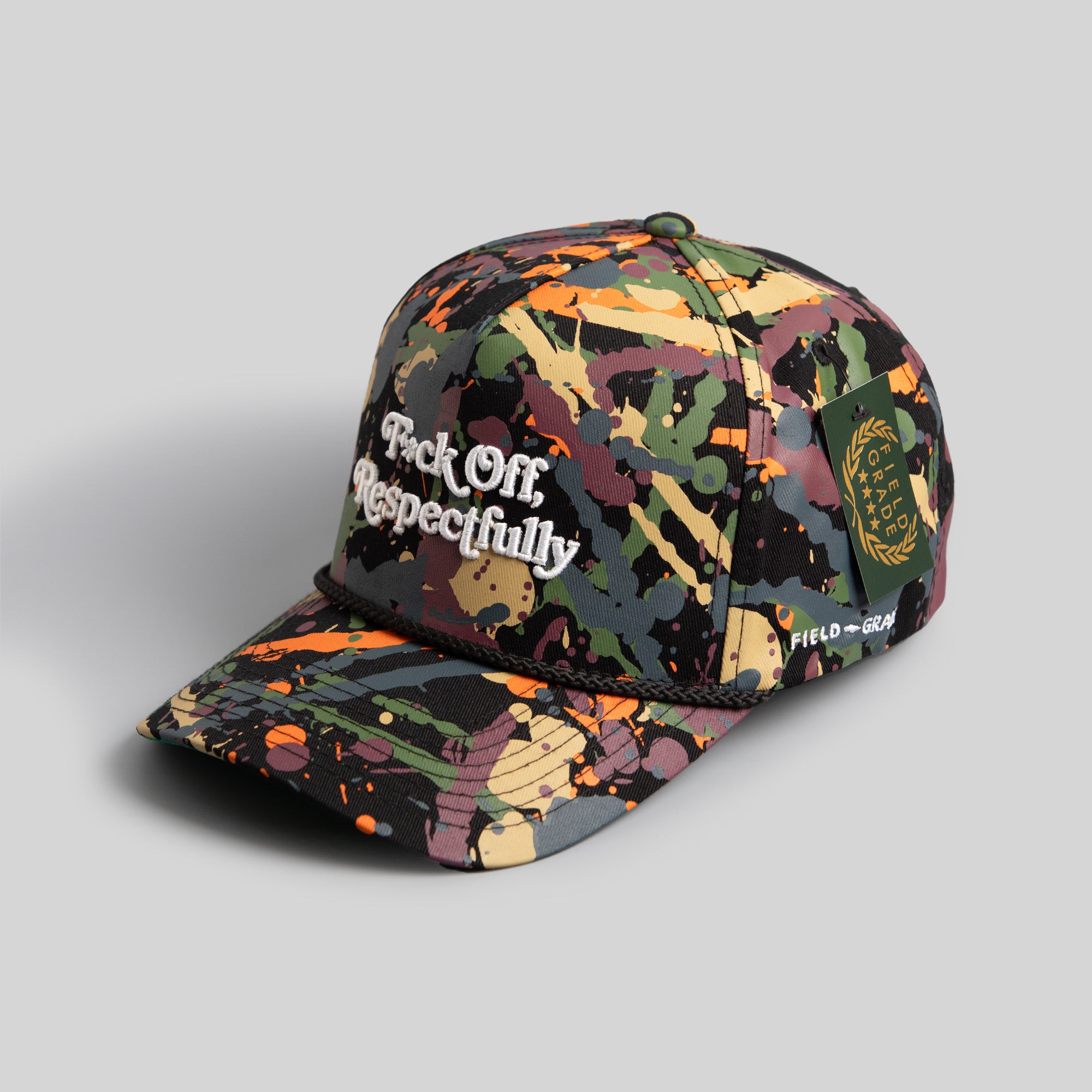 RESPECTFULLY BLACK SPLATTER TRUCKER HAT