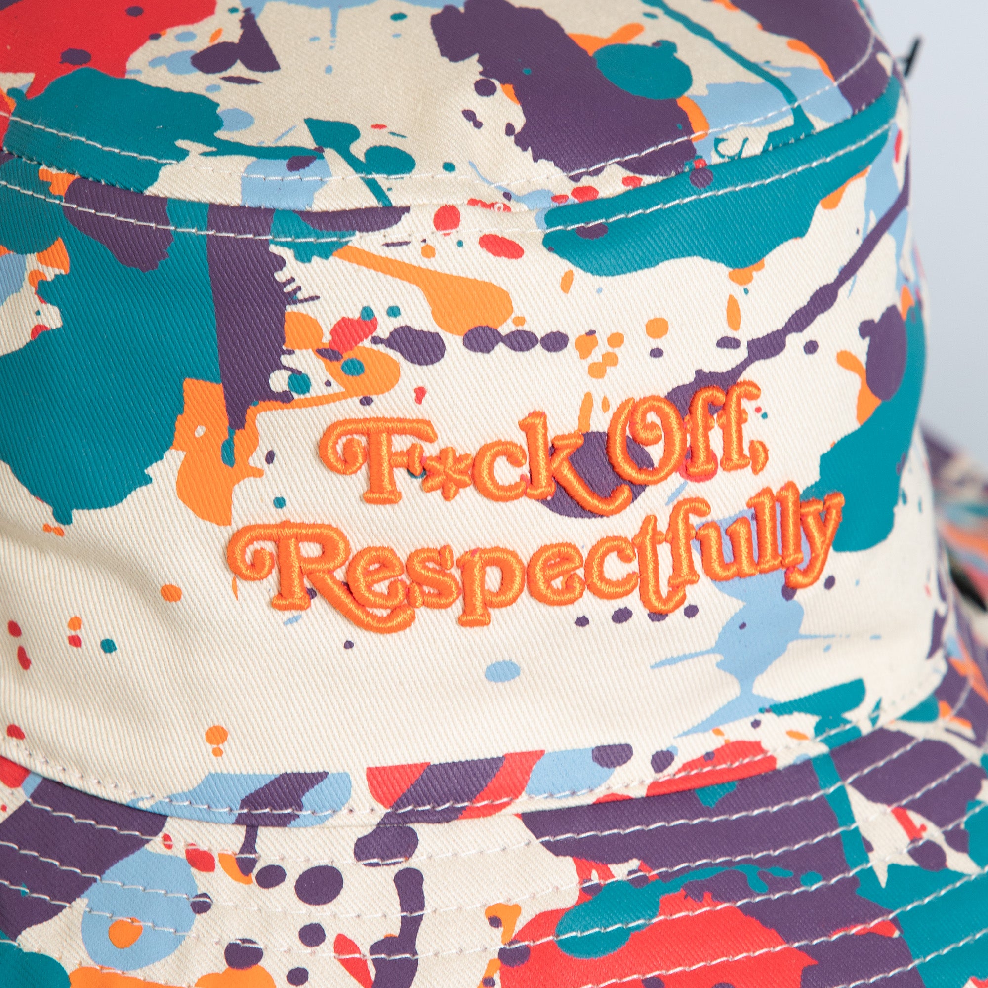 RESPECTFULLY NEON SPLATTER SAND BUCKET HAT