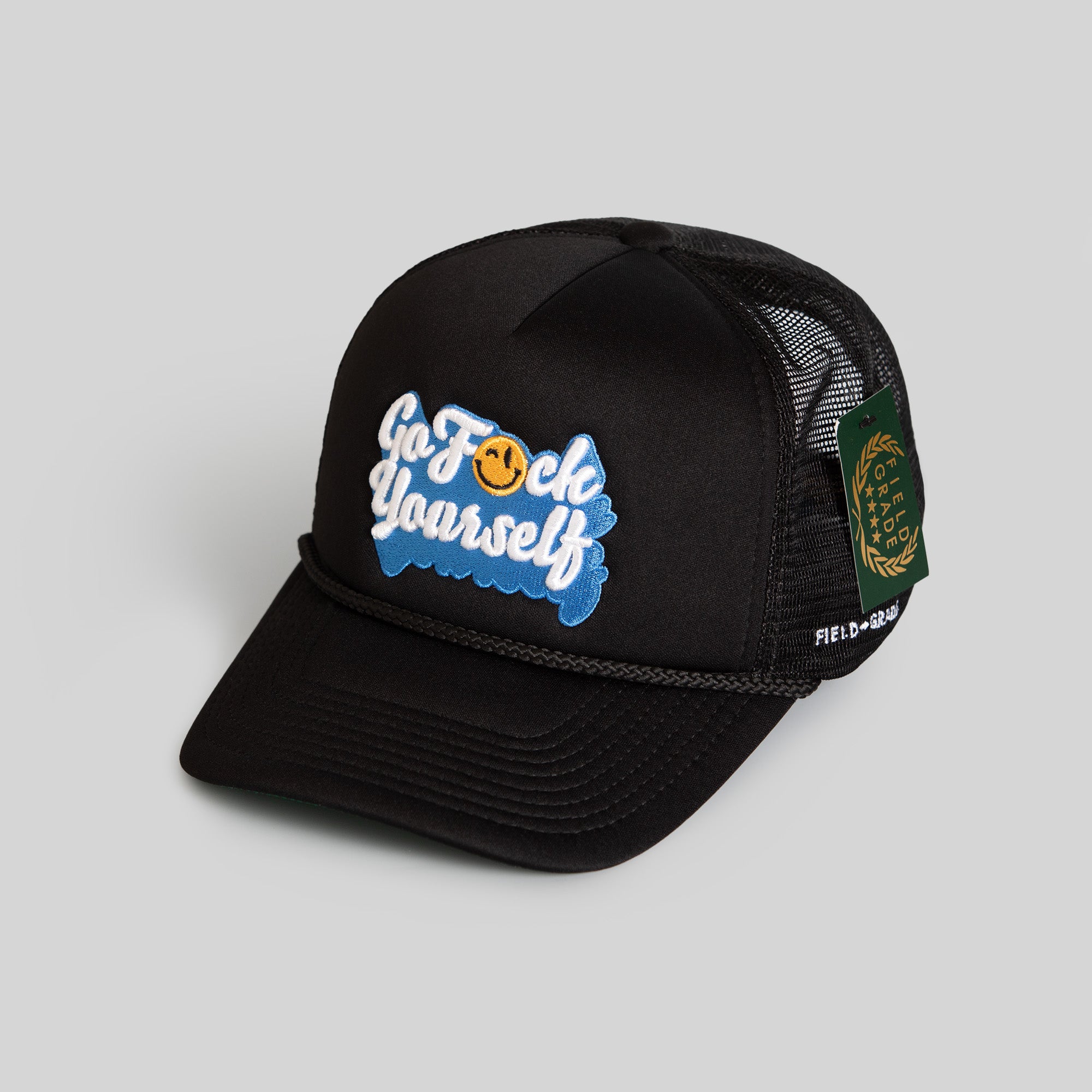 GO F*CK YOURSELF BLACK TRUCKER HAT